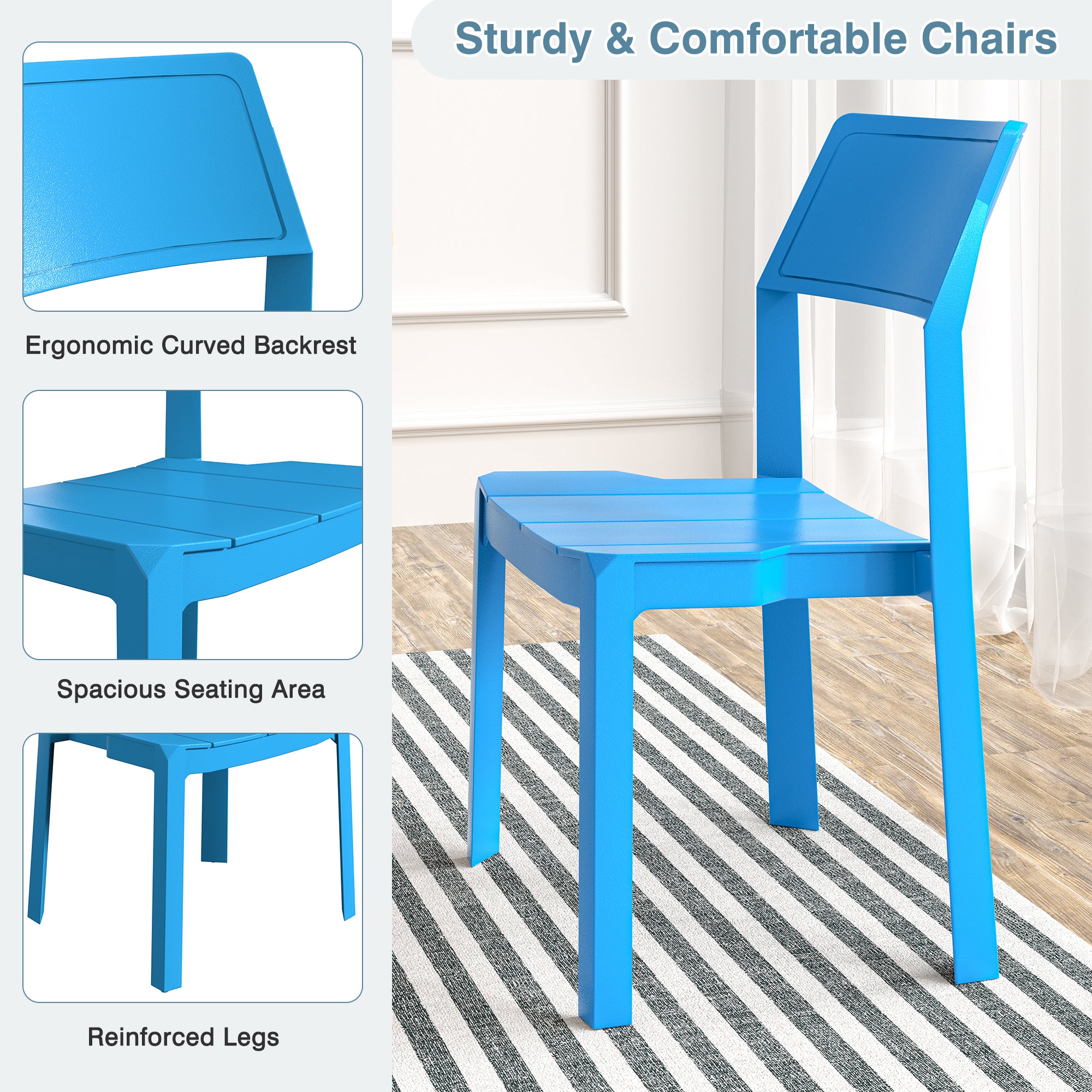 VECELO Dining Chairs Set of 4, Stackable Plastic Kitchen Chairs - VECELO