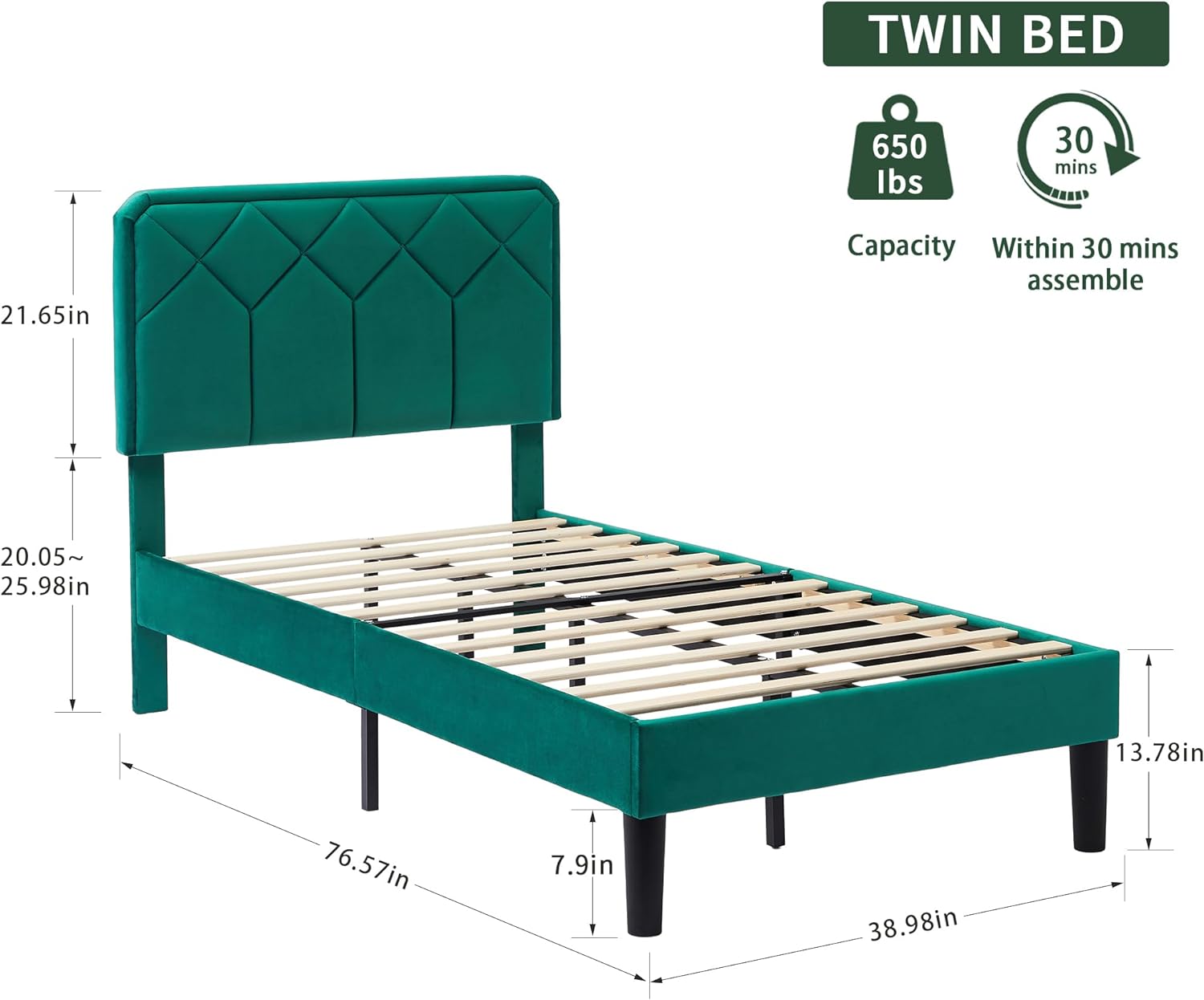 VECELO Premium Leather Upholstered Platform Bed Frame