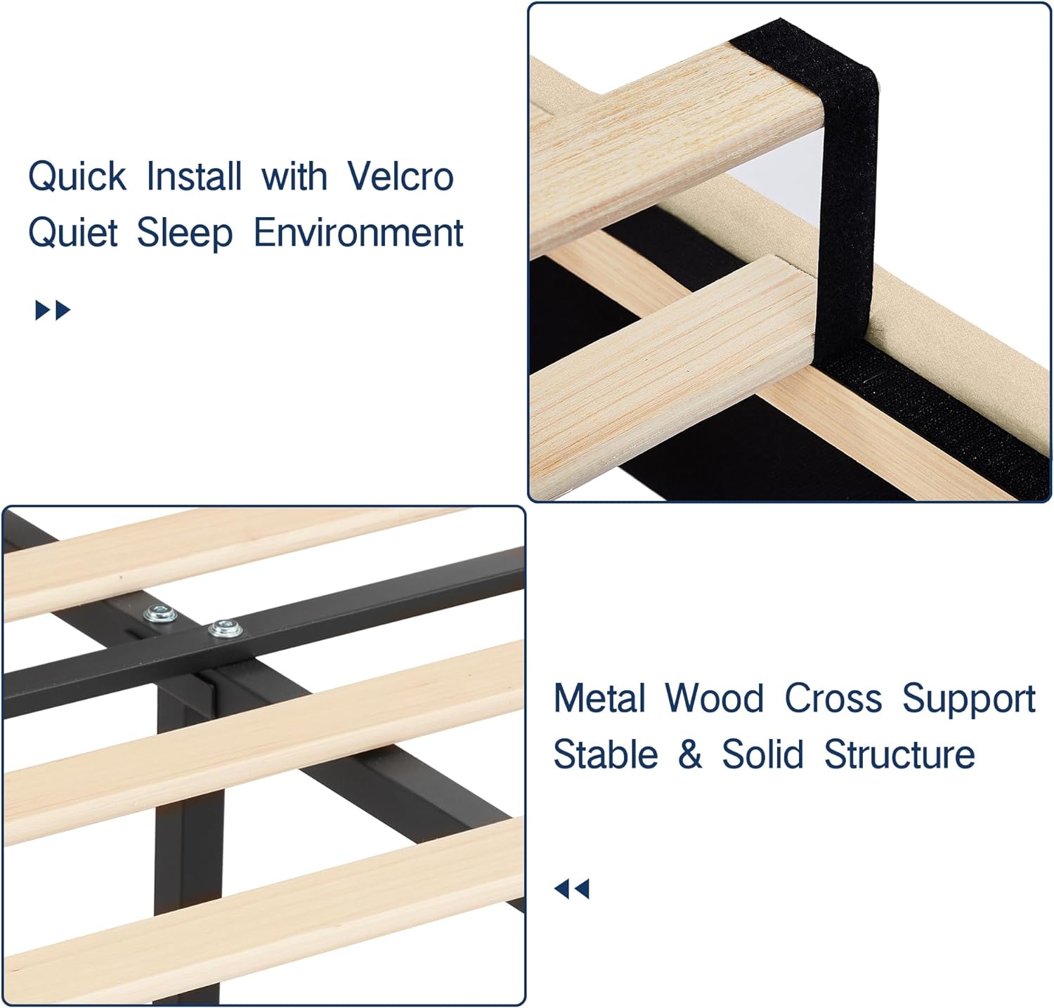 VECELO Upholstered Platform Bed,Mattress Foundation with Headboard