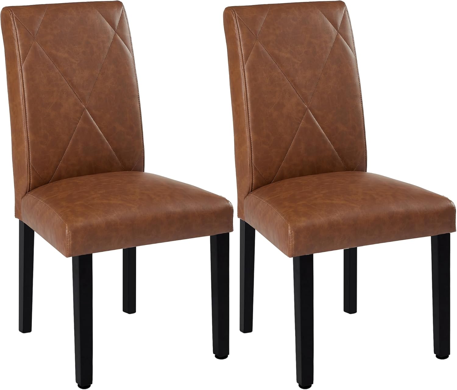 VECELO Upholstered Dining Chairs Set of 2 Modern Fabric and Solid Wood Legs & High Back