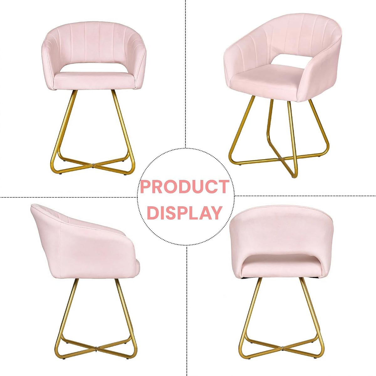 VECELO Large Wide Velvet Accent Chair Luxury Vanity Chair with Gold Legs