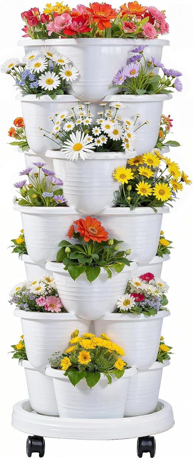 multi level planter pots VECELO 7 Tier Vertical Garden Planter