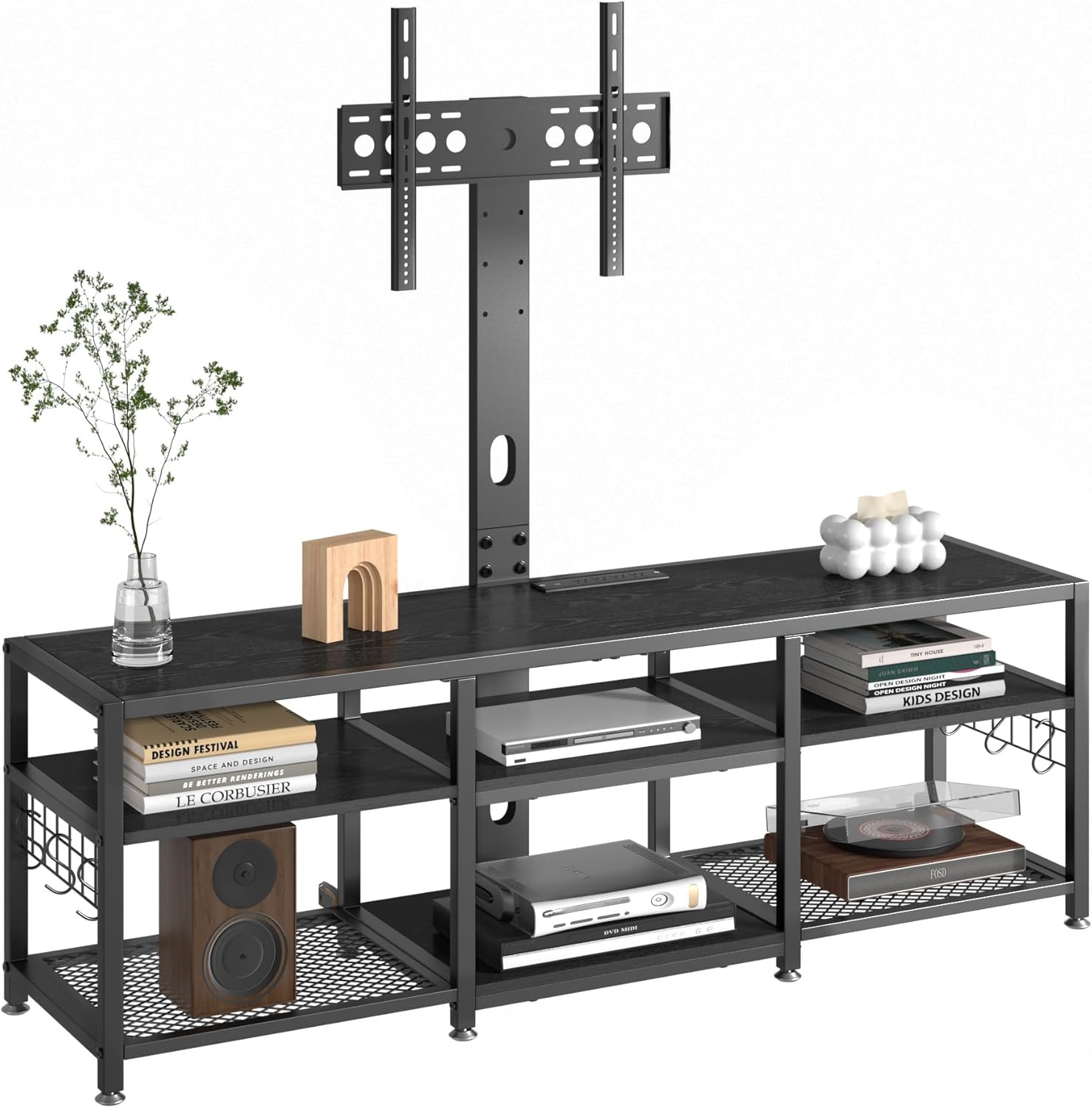 VECELO TV Stand with Mount and Power Outlets