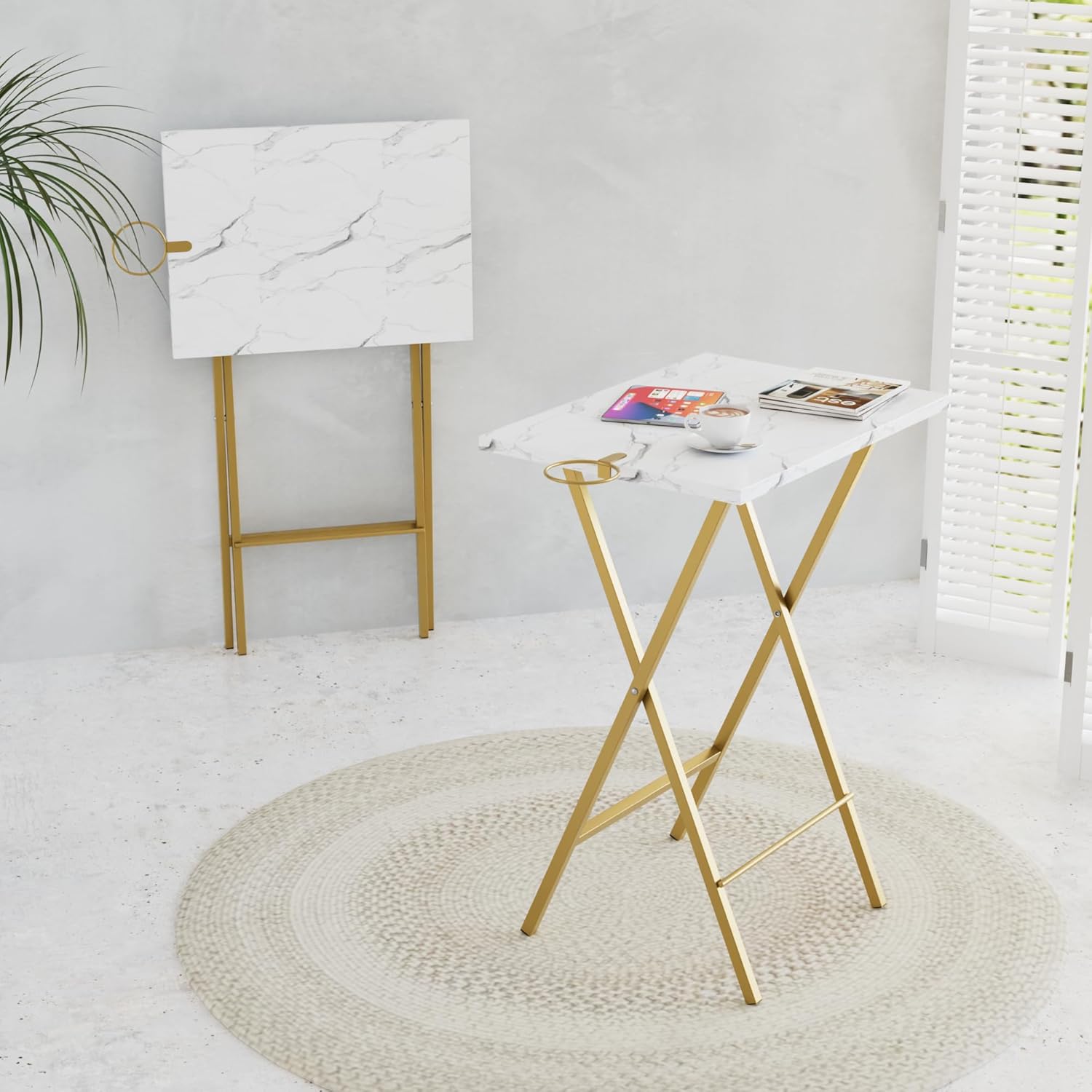 VECELO Folding TV Tray for Eating Set of 2