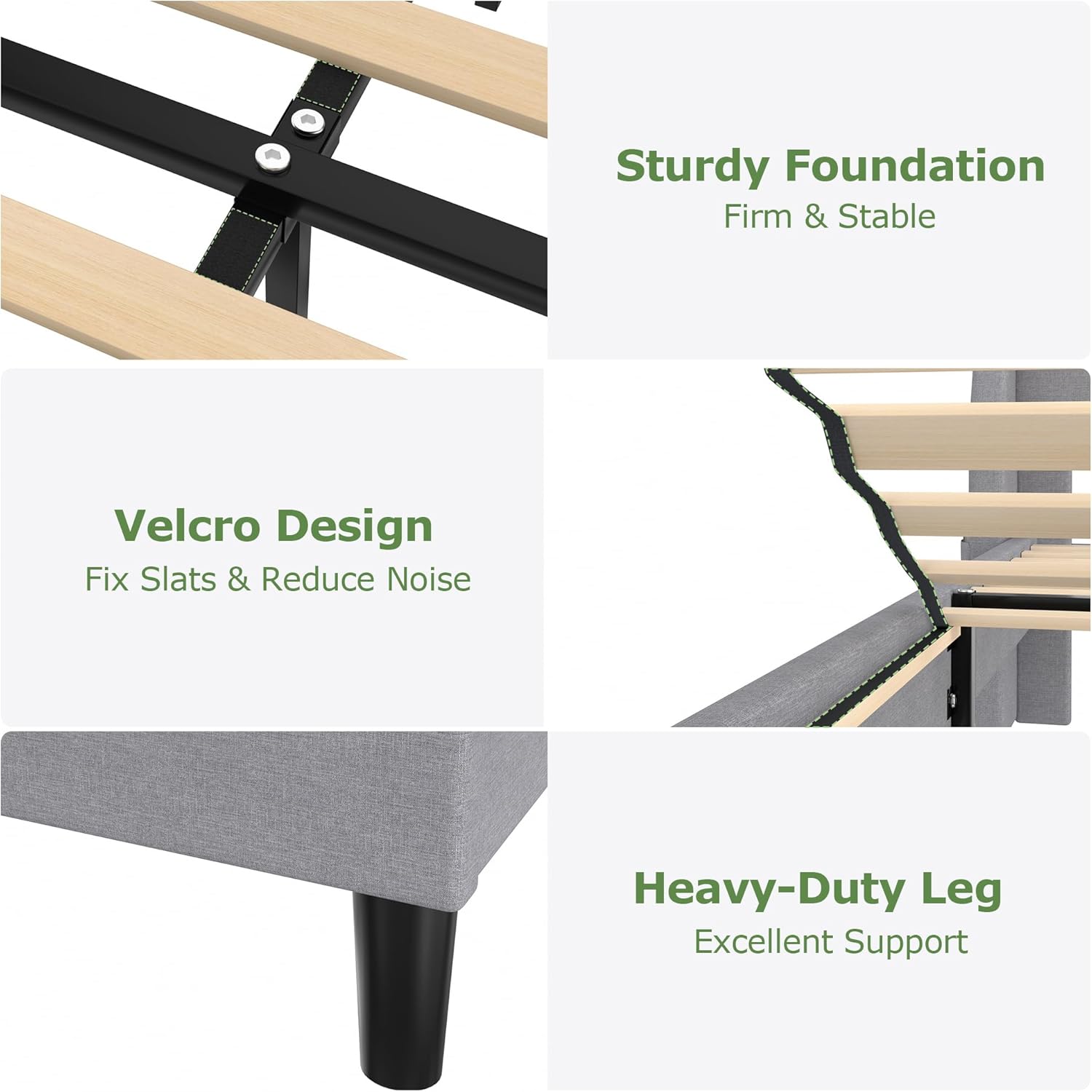 VECELO Bed Frame with Upholstered Wingback Headboard