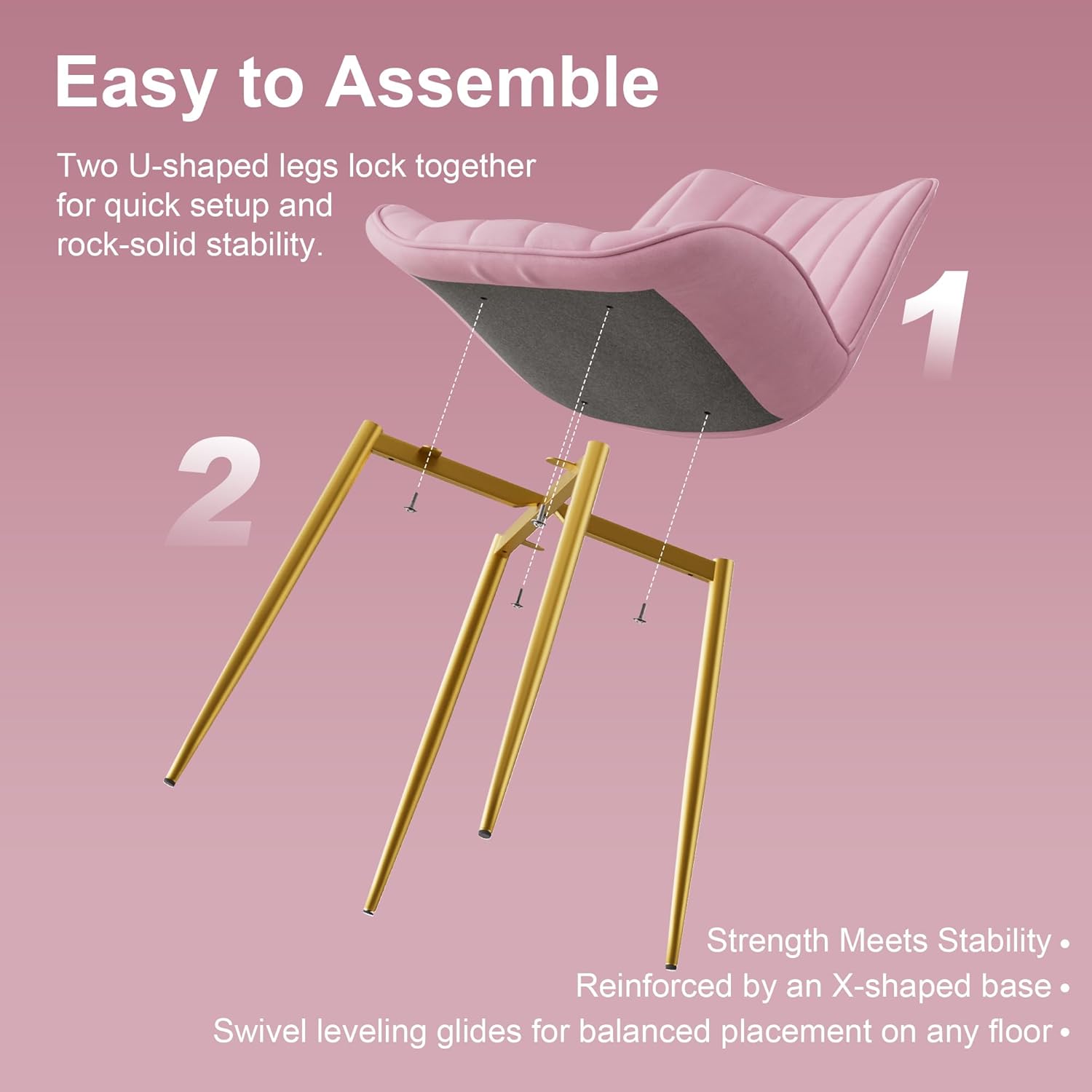 VECELO Dining Chairs Set of 2, Velvet Fabric & Metal Frame