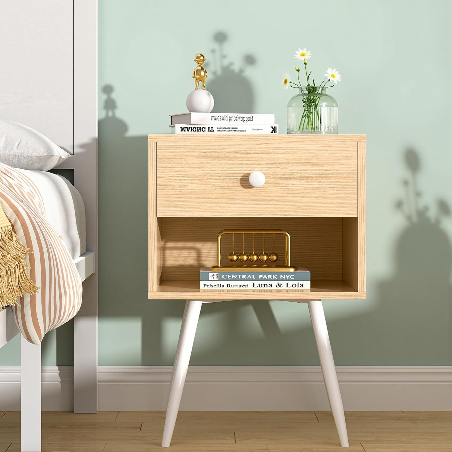 VECELO Nightstands Set of 2, Mid Century Modern End Bedside Table