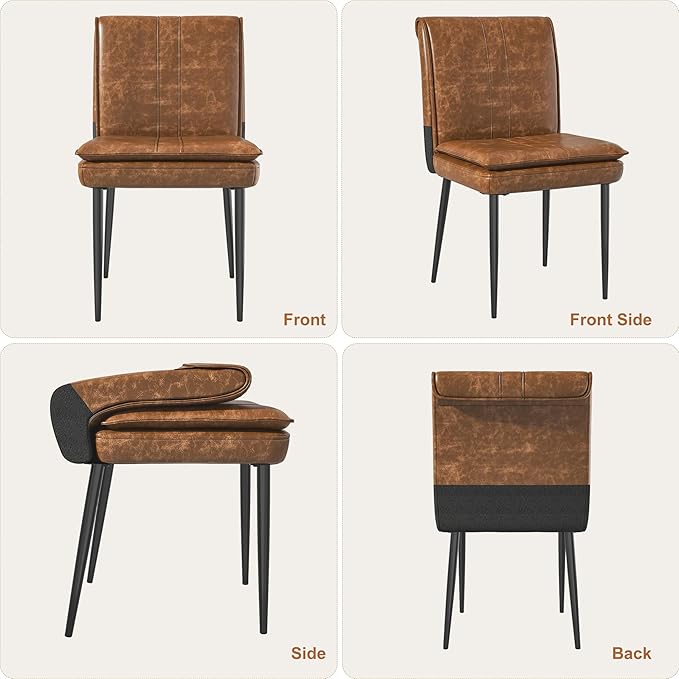 VECELO Upholstered PU Dining Chairs Set of 6