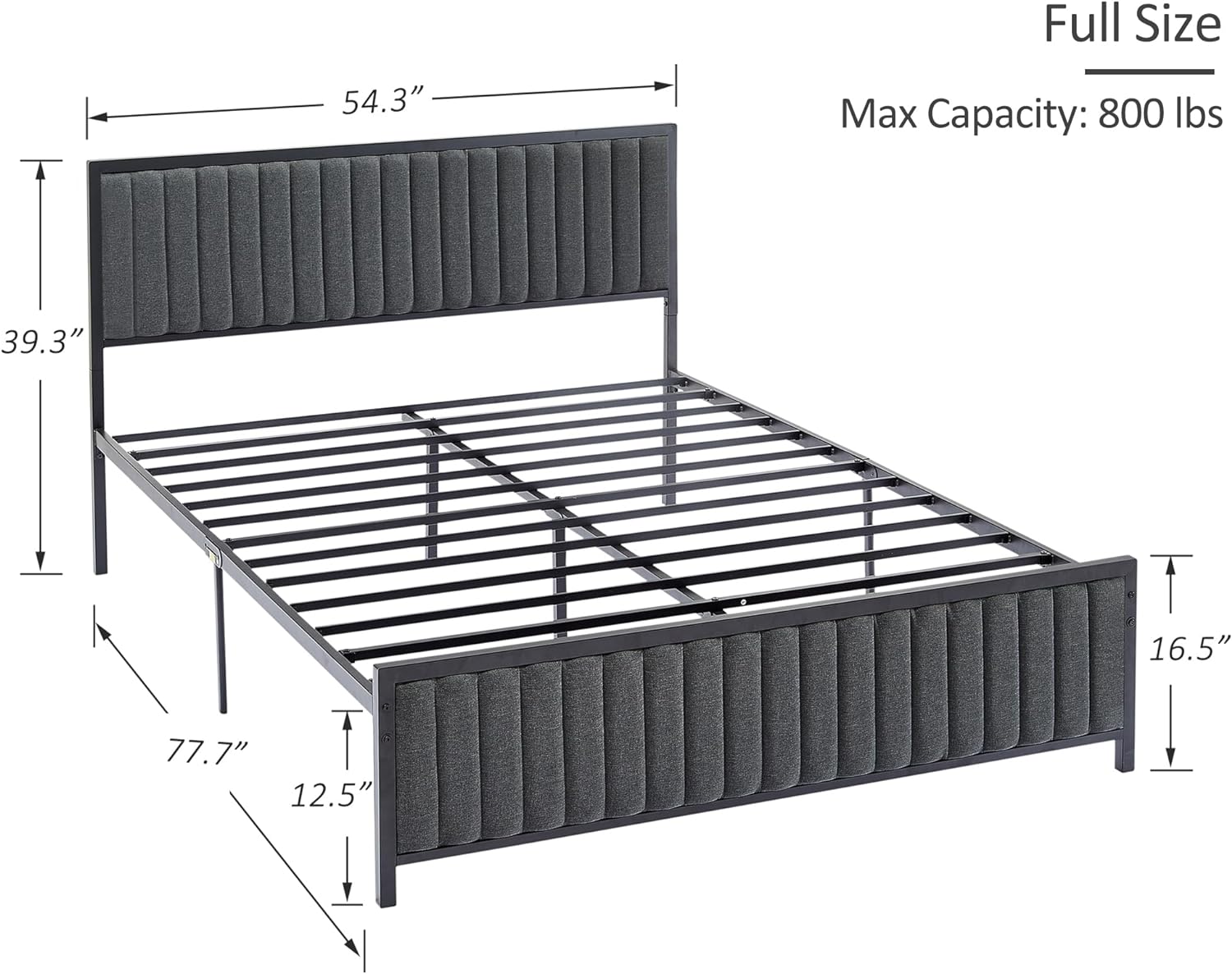 Bed Frame with Upholstered Tufted Headboard & Footboard