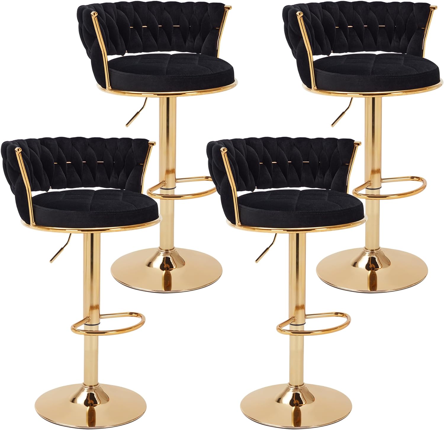 VECELO Bar Stools Set of 2, Adjustable Barstools Counter Height Stools with Back and Arm - VECELO