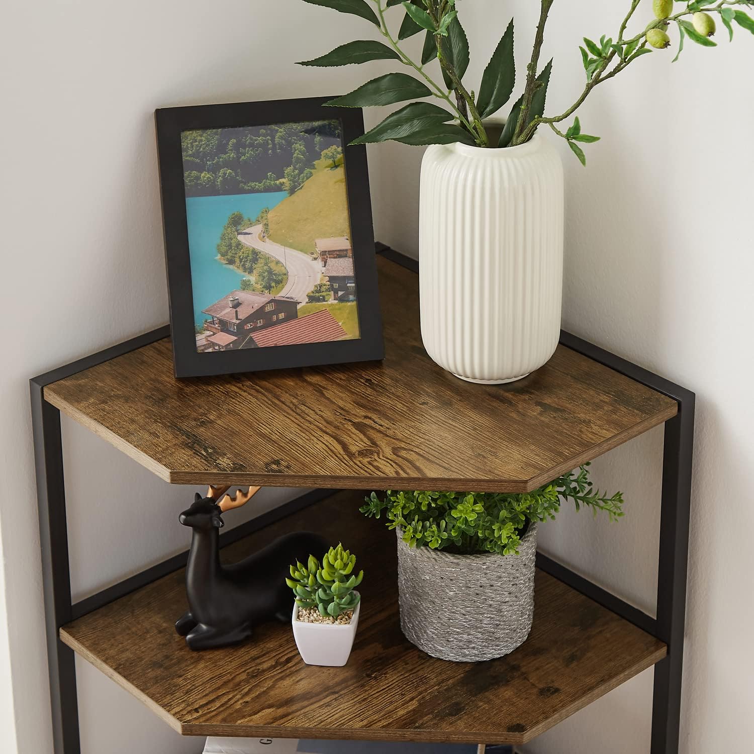 VECELO 31 Inch Corner Shelf, 4-Tier Display Shelves