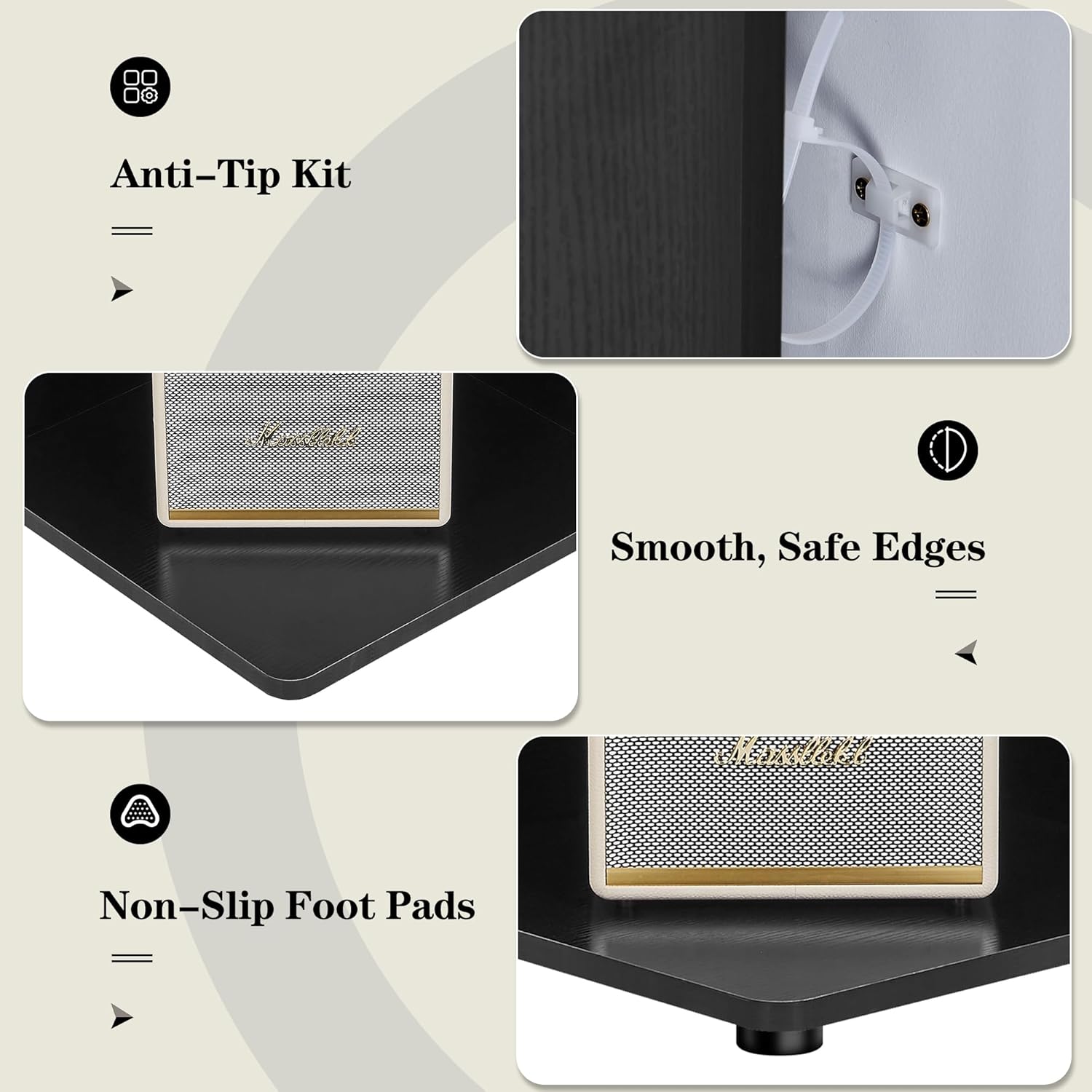 VECELO Wavy Corner Shelf, Decorative 5-Tier Storage Bookshelf