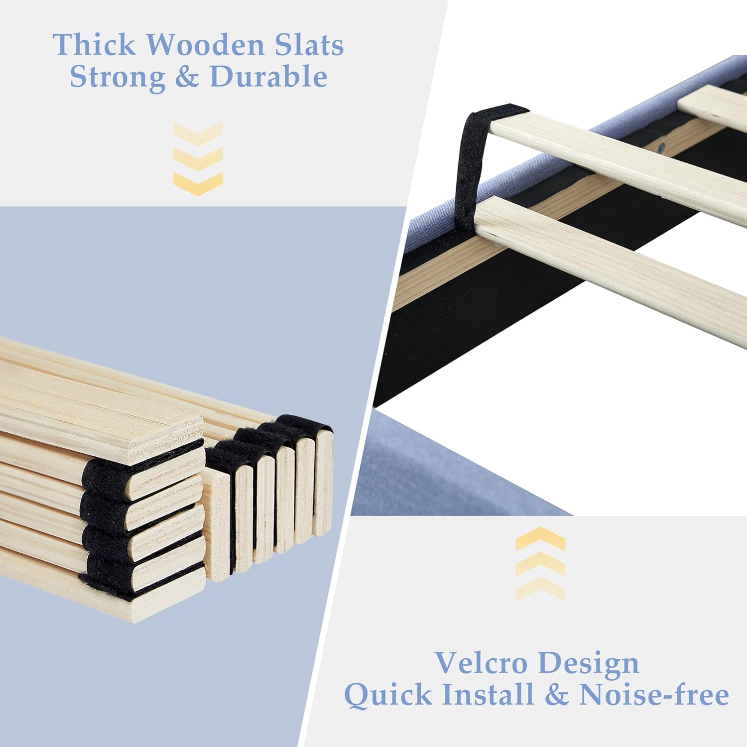 VECELO Upholstered Platform Bed Frame with Height Adjustable Headboard