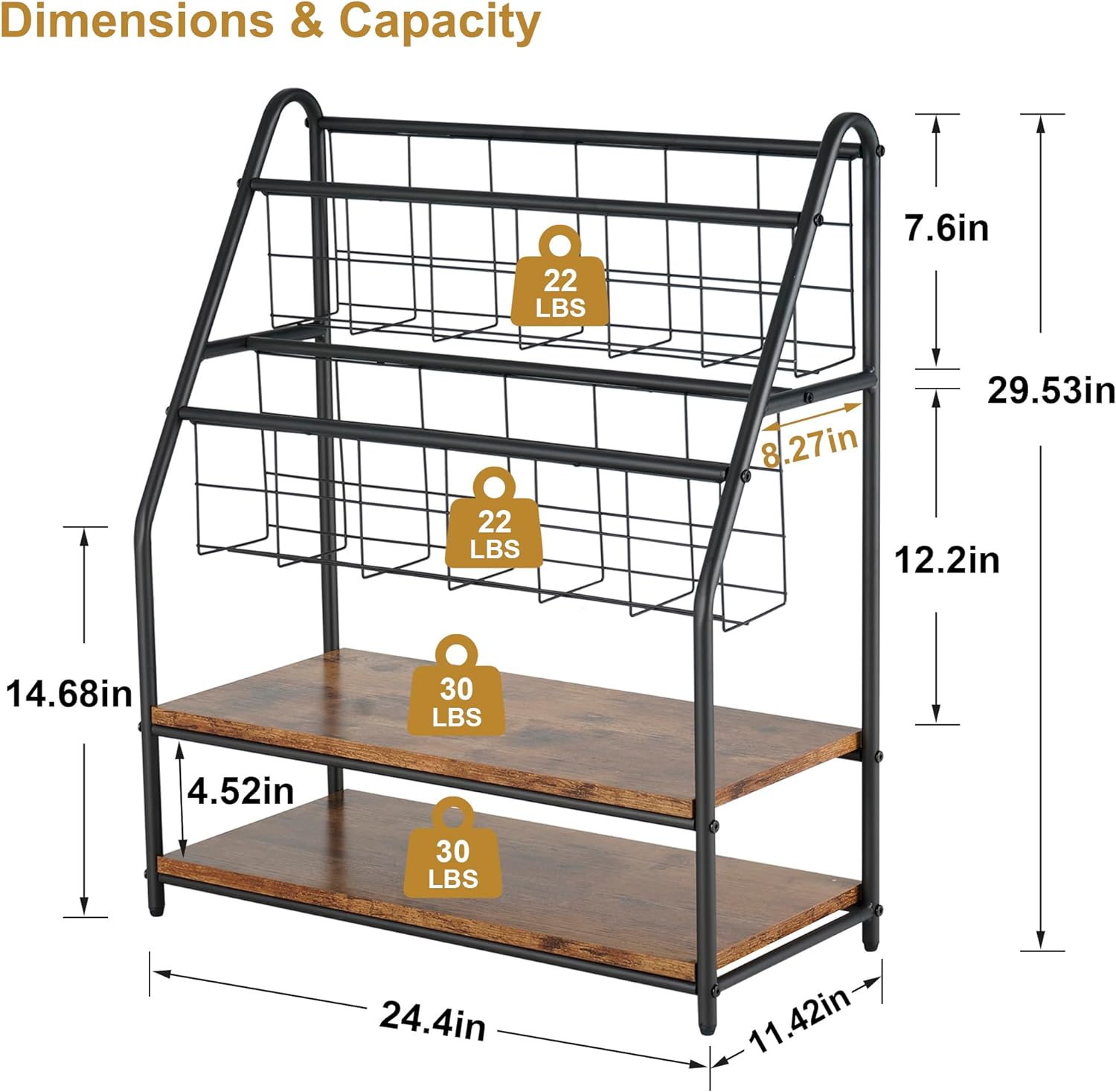 VECELO Newspaper Magazine Holders,2-Tier Metal Racks Brochure Display Stand