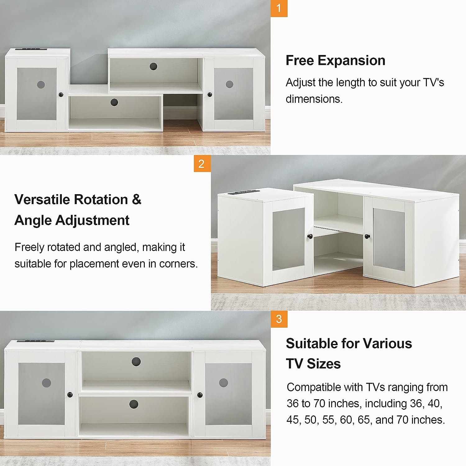 TV Stand with LED Strip & Power Outlet