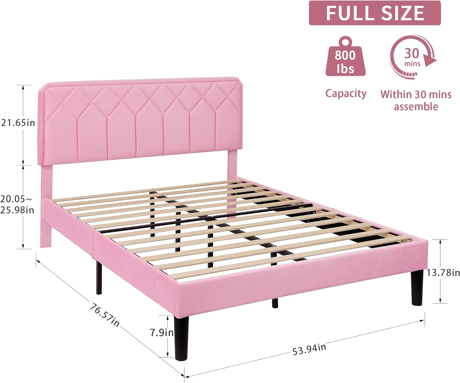 VECELO Premium Leather Upholstered Platform Bed Frame