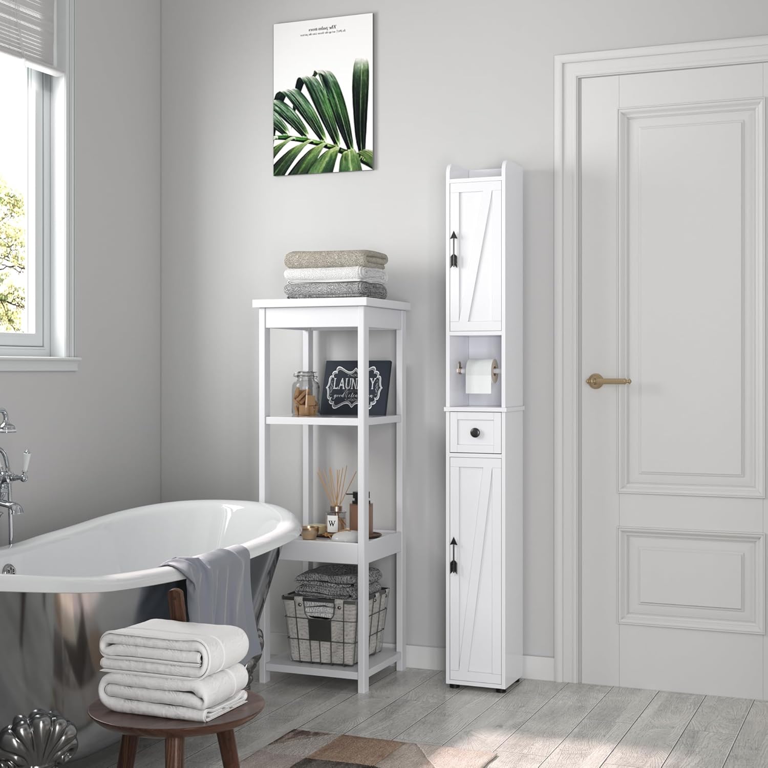 VECELO Bathroom Tall Cabinet with Adjustable Shelves - VECELO