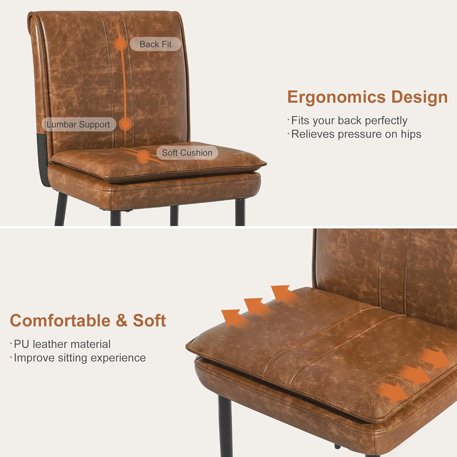 VECELO Upholstered PU Dining Chairs Set of 6