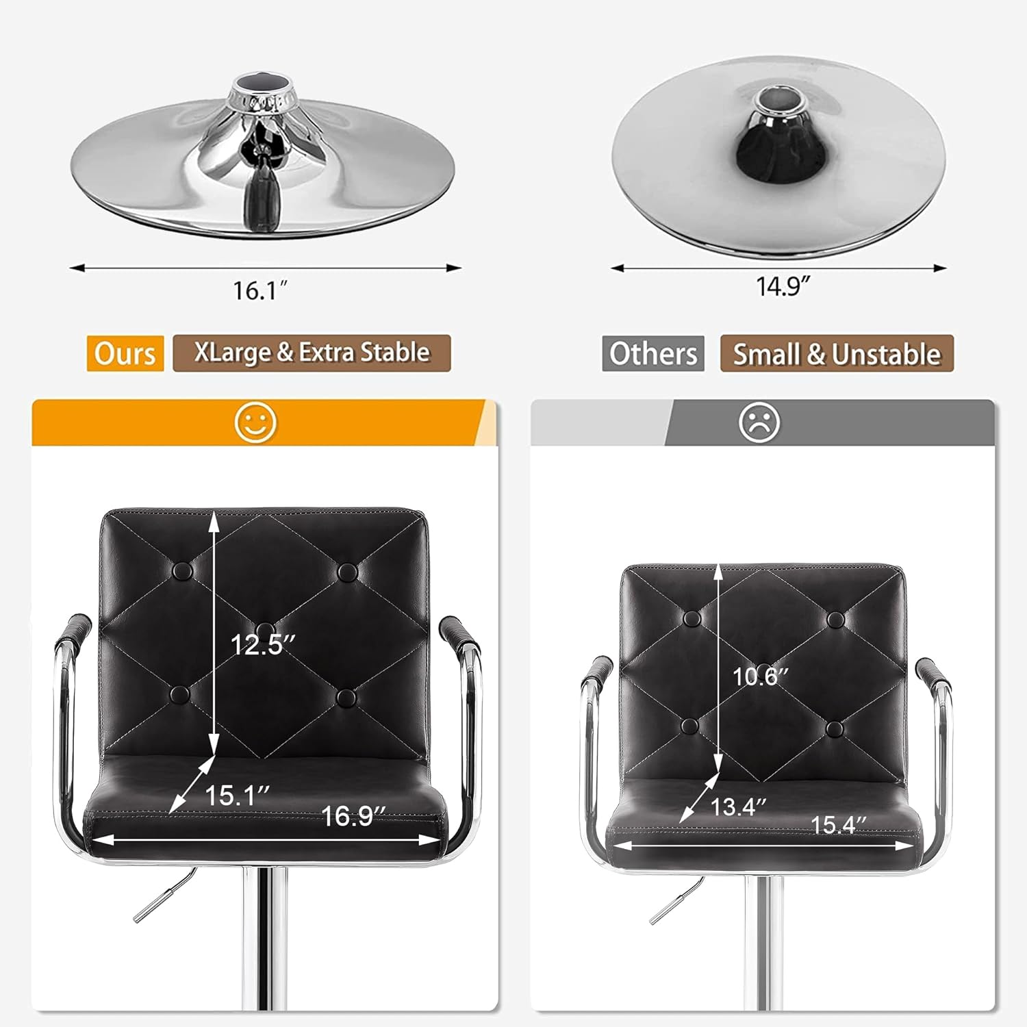 VECELO Adjustable Counter Height Bar Stools Set of 2 - VECELO