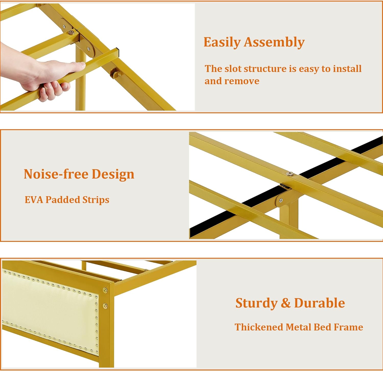 VECELO Bed Frame with Linen Fabric Headboard and Footboard No Box Spring Needed - VECELO