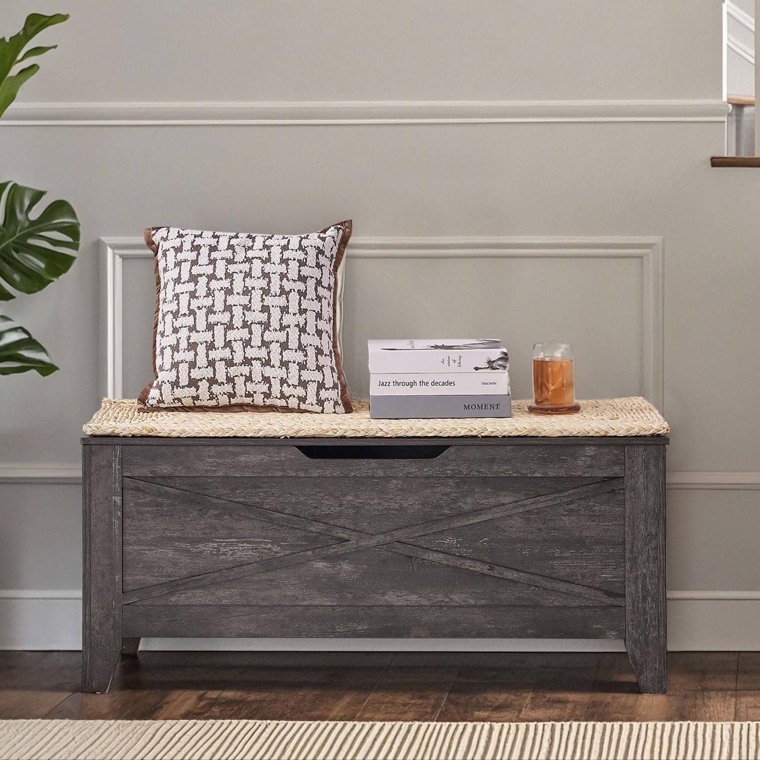 VECELO Storage Bench - Stylish & Safe Wooden Chest