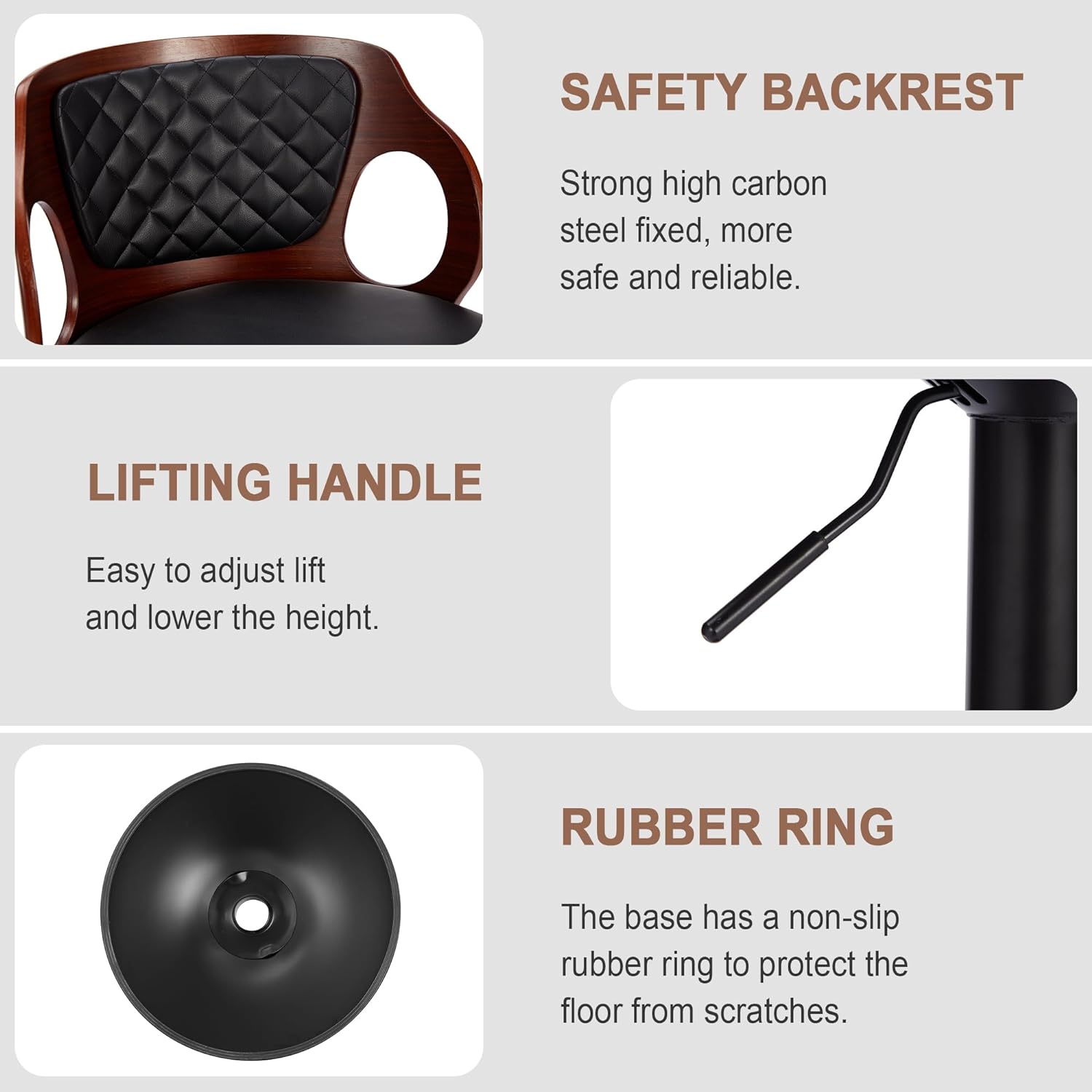 VECELO Bar Stool Set of 2, Counter Height Stools with Bentwood Back - VECELO