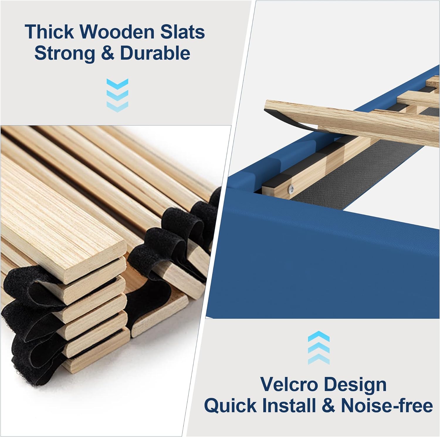 VECELO Upholstered Platform Bed Frame with Height Adjustable Headboard