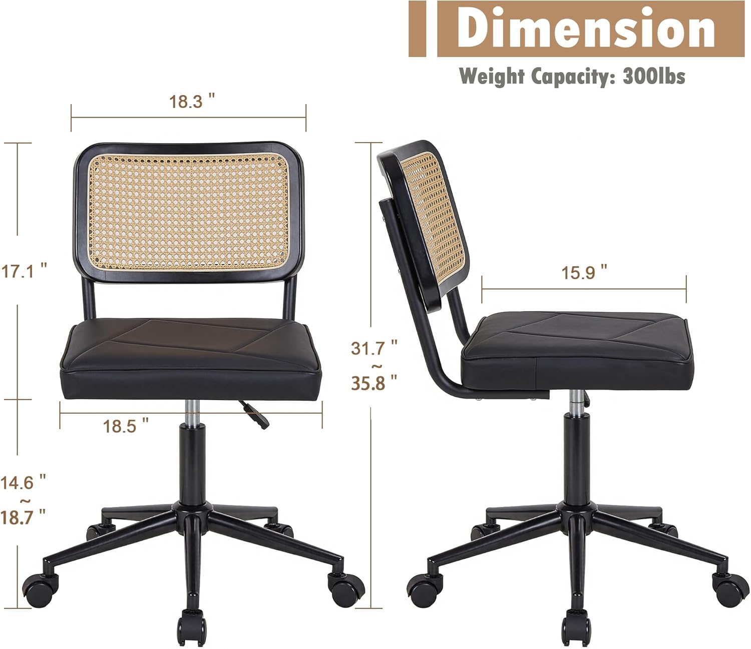 VECELO PU Leather Home Office Chair