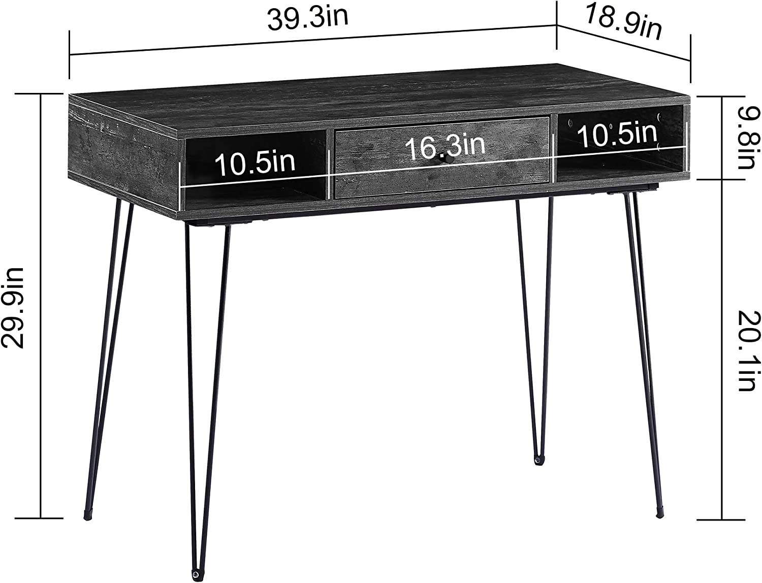 VECELO 39.3" Home Office Work Table with Drawers Computer Desk - VECELO