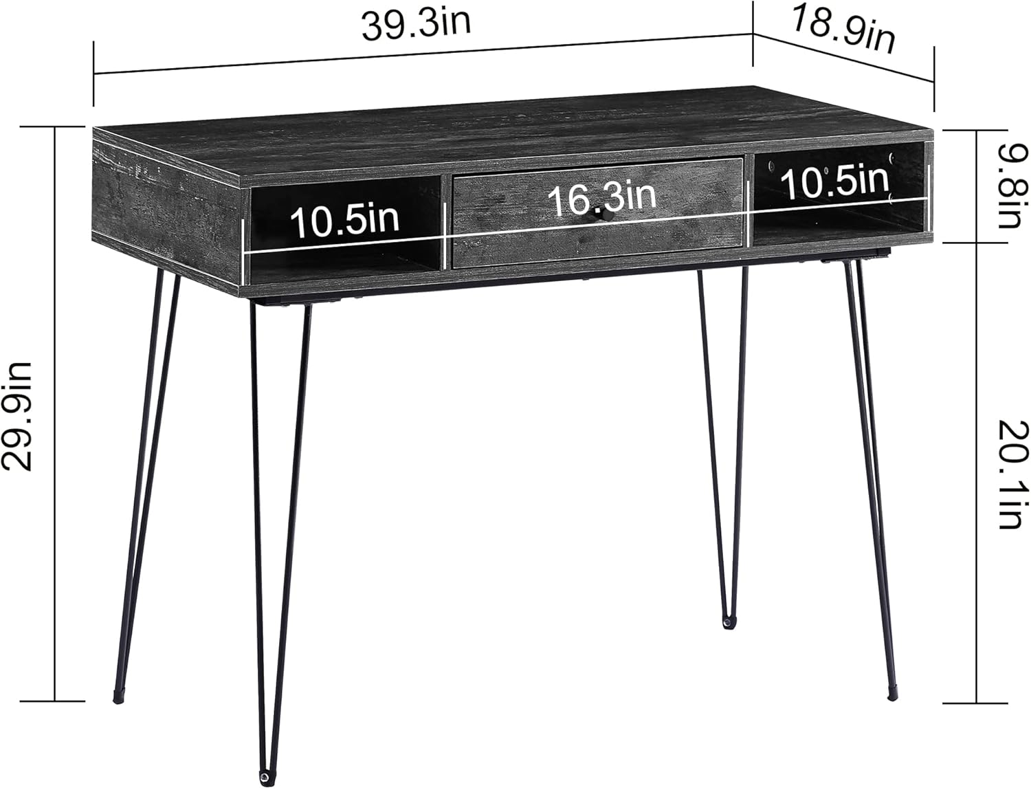 VECELO 39.3" Home Office Work Table with Drawers