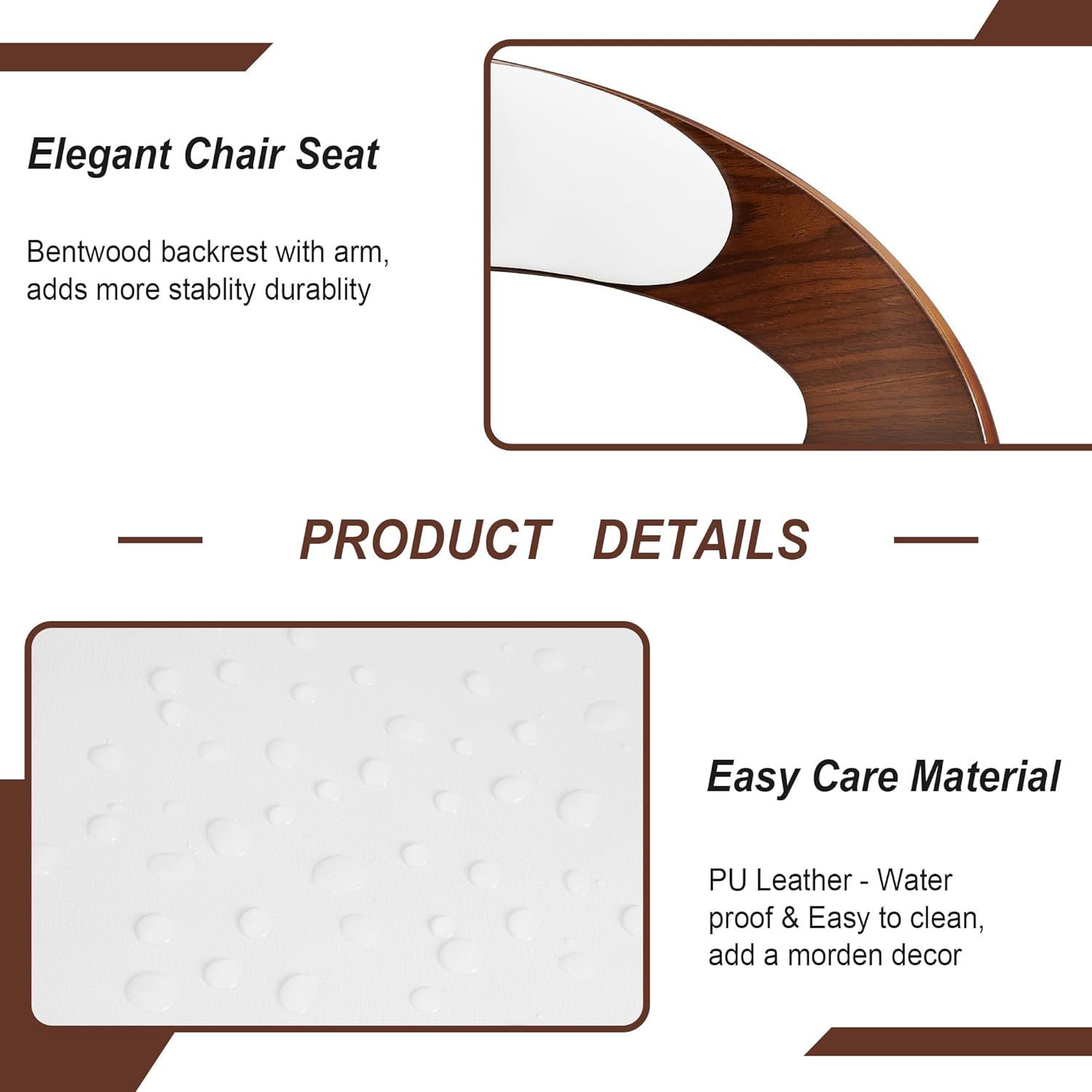 VECELO Bar Stool Set of 2, Counter Height Stools with Bentwood Back - VECELO