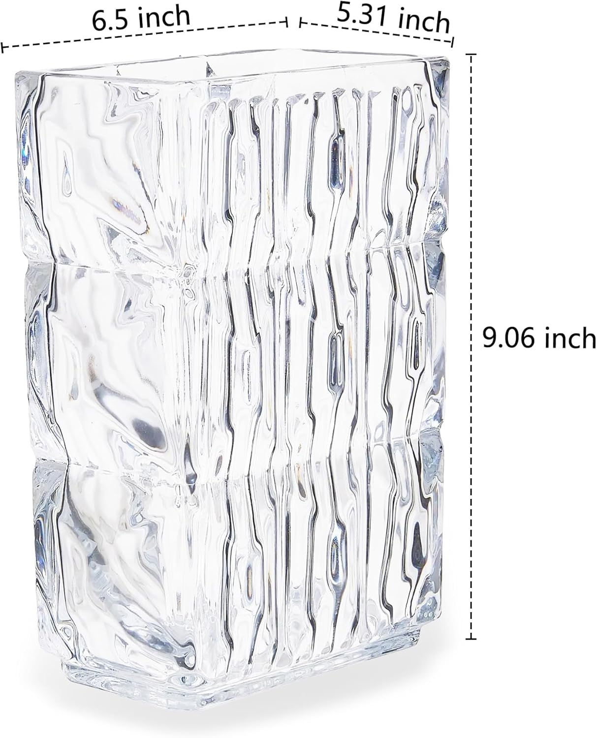 VECELO Crystal Glass Vase - Textured Clear Flower Vase