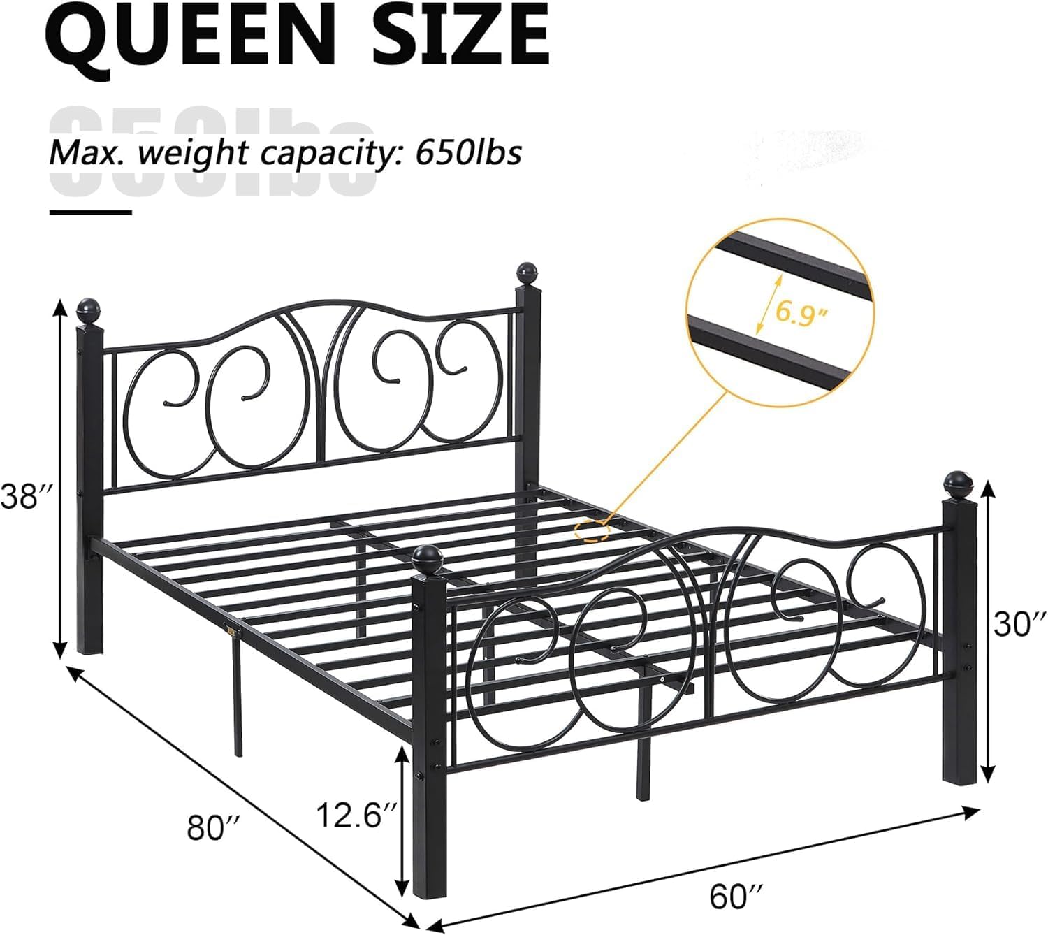 VECELO Metal Platform Bed Frame/Mattress Foundation