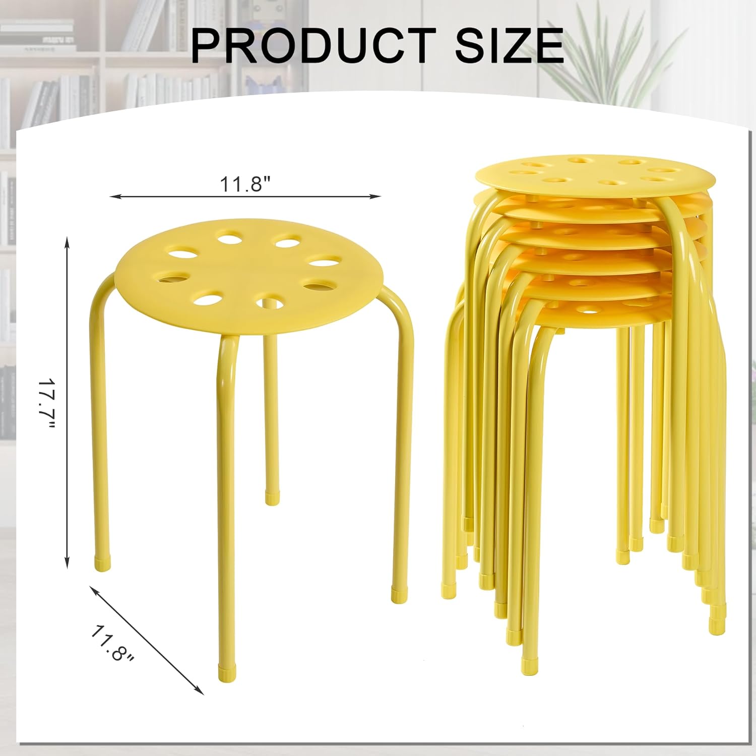 VECELO 6-Piece Stacking Stools, 17.7 Inch Standard Height - VECELO