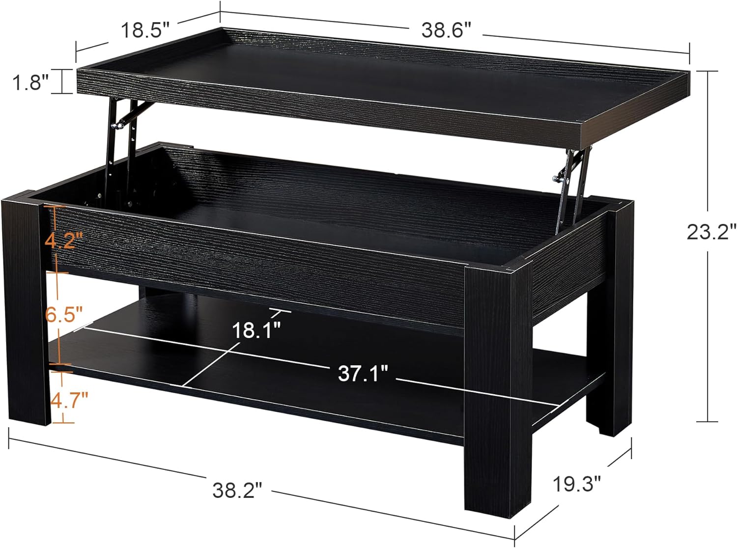 VECELO Lift Top Coffee Table with Storage Shelf