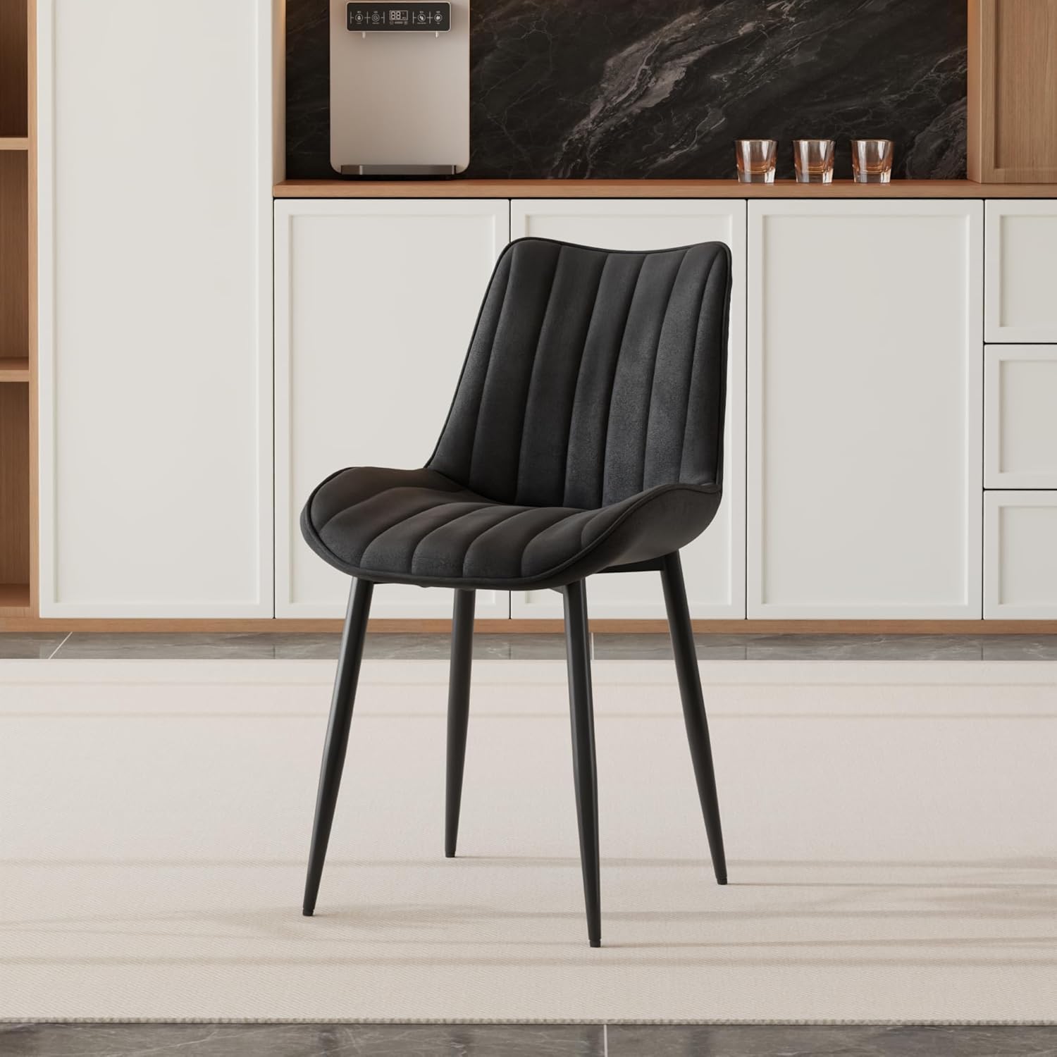 VECELO Dining Chairs Set of 2, Velvet Fabric & Metal Frame