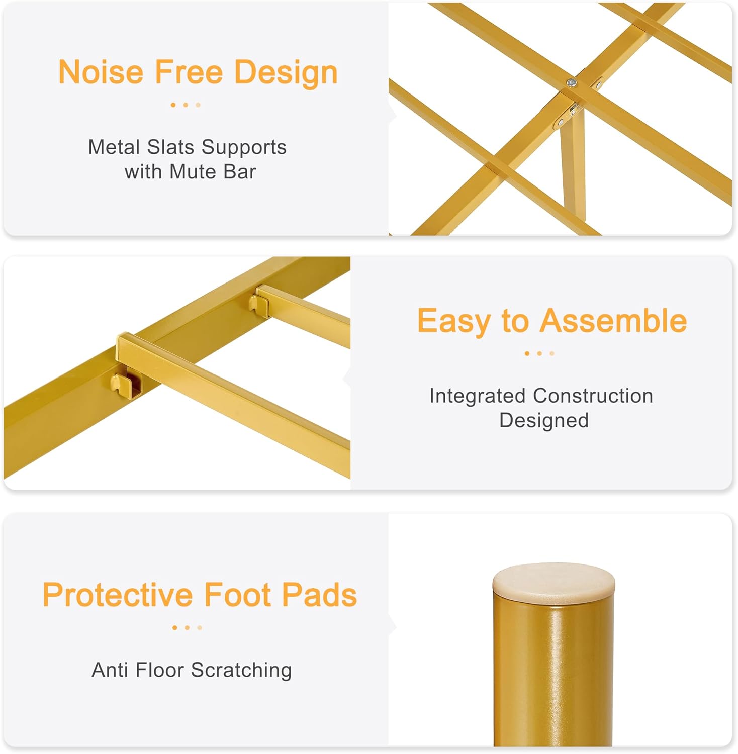 VECELO Bed Frame, 14 Inch Metal Platform with Headboard, Heavy Duty Steel Slat Support - VECELO