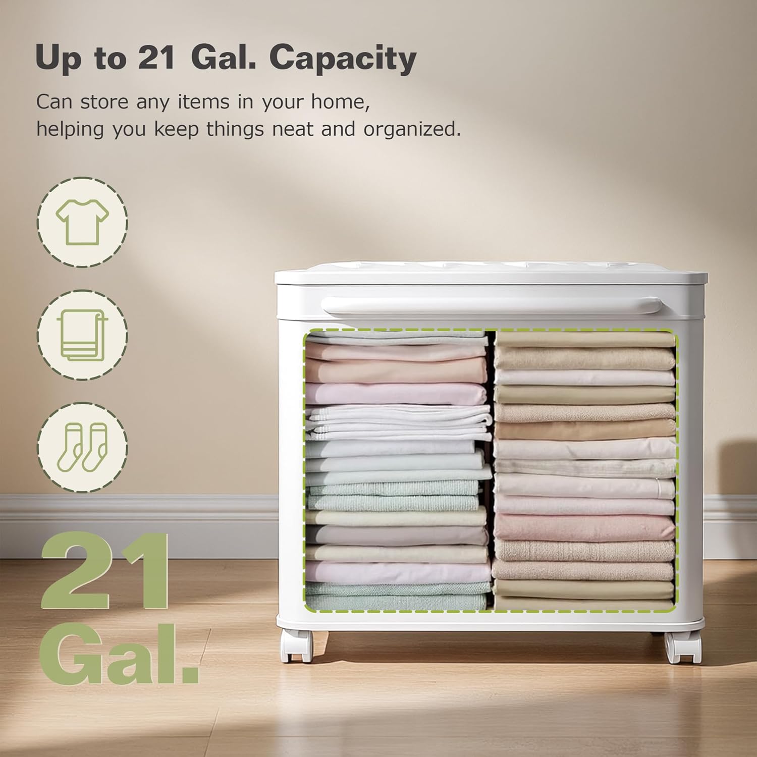 VECELO Rolling Storage Bins with Lid