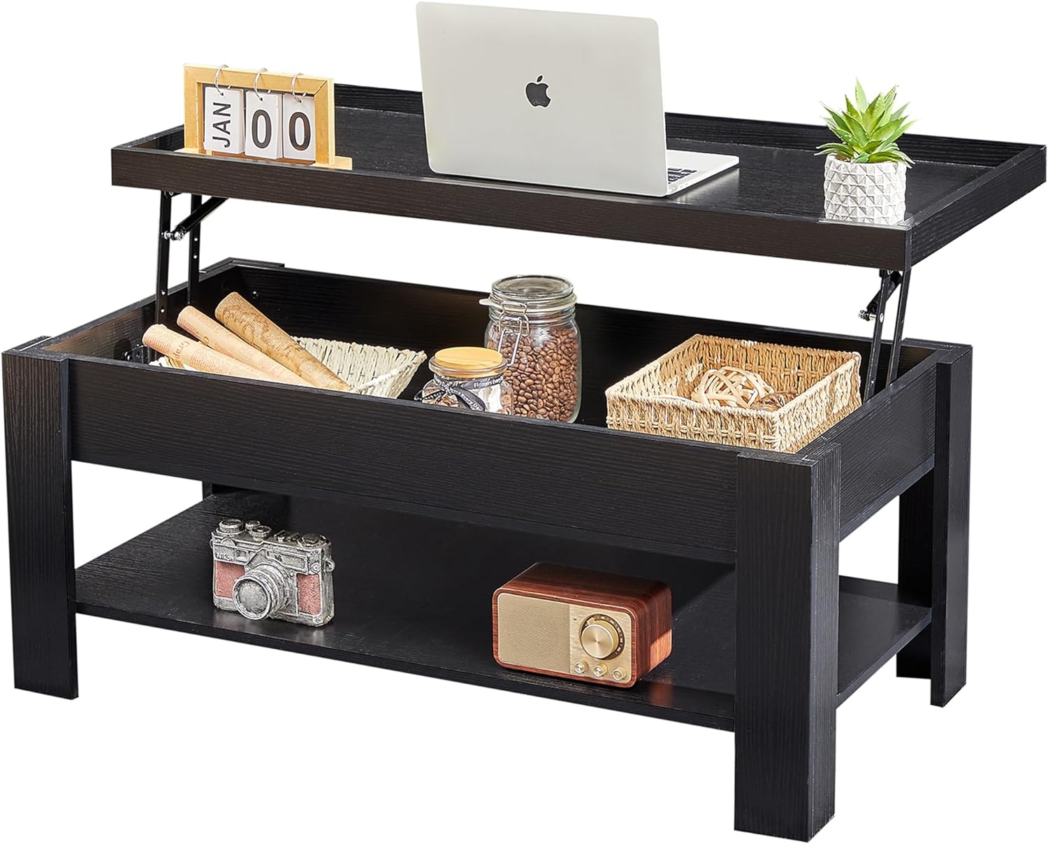 VECELO Lift Top Coffee Table with Storage Shelf