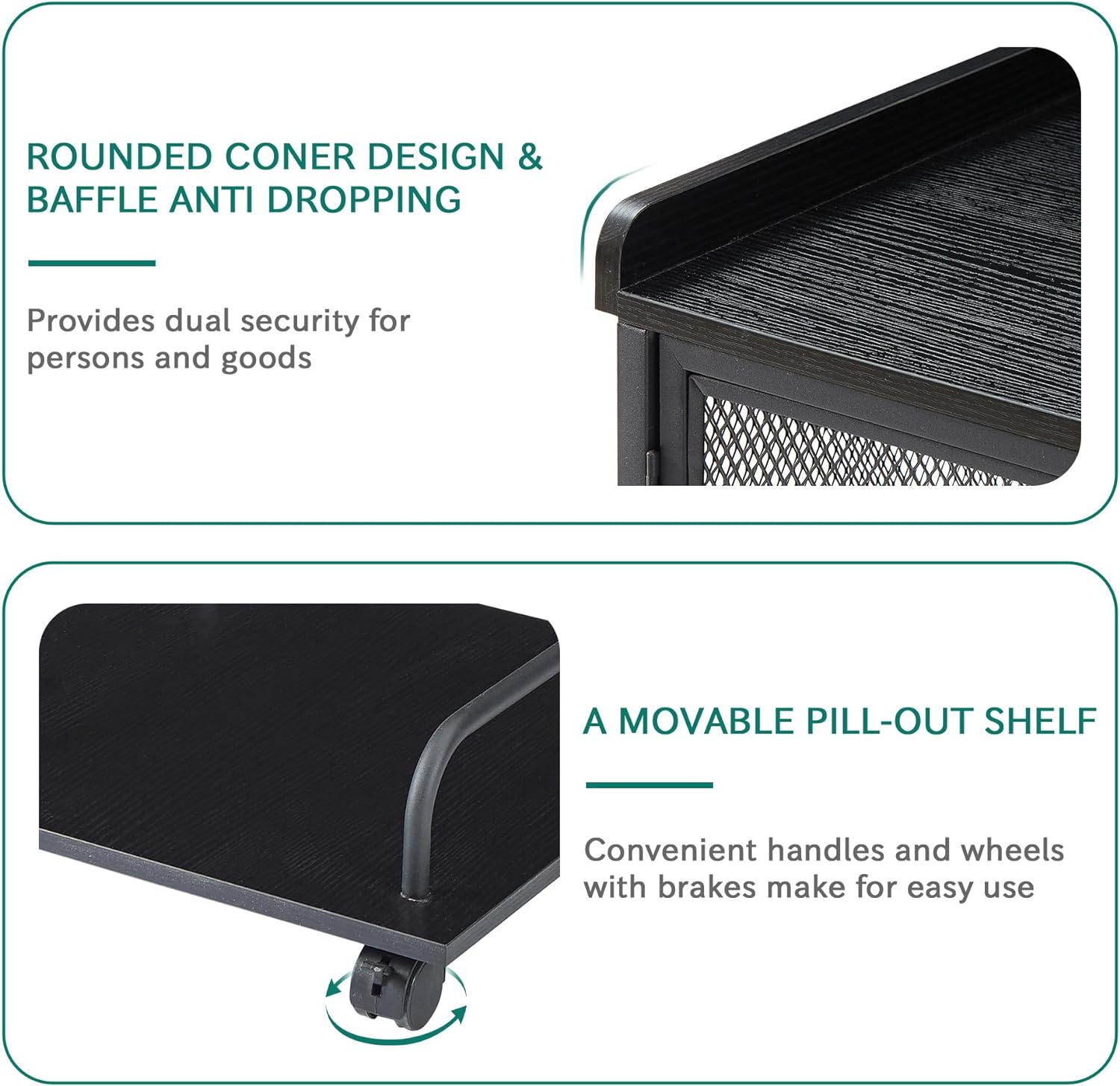 VELELO Printer Desk with Rolling Paper Shredder Stand