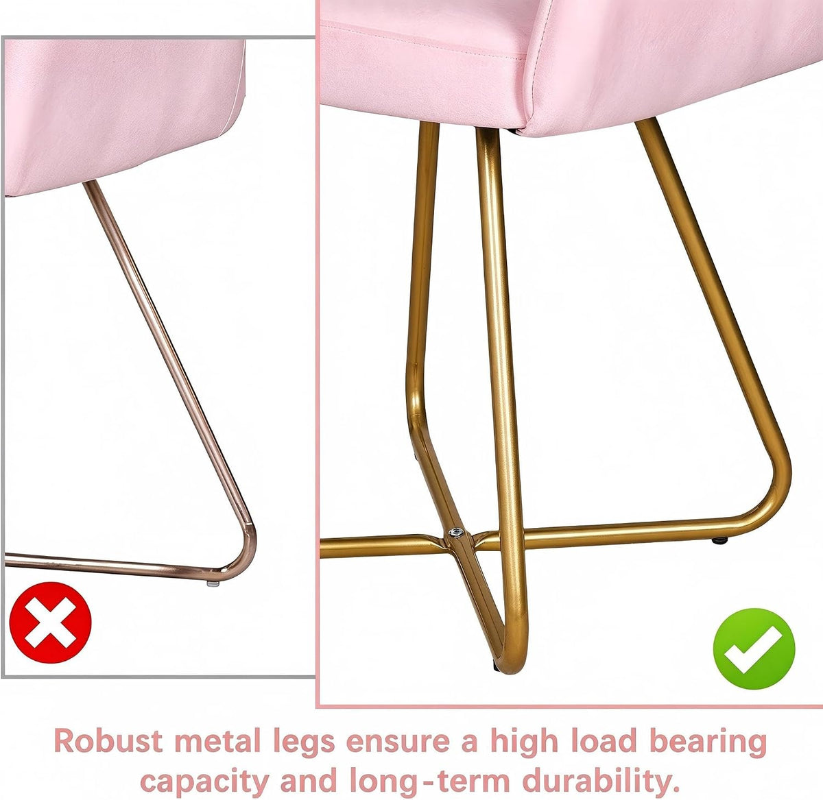 VECELO Large Wide Velvet Accent Chair Luxury Vanity Chair with Gold Legs
