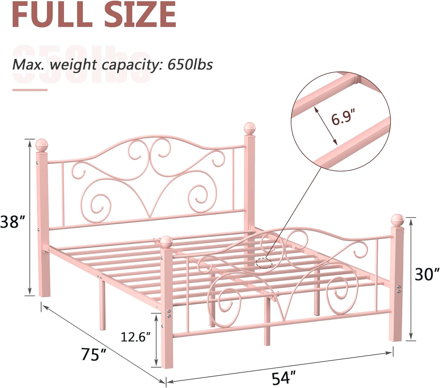 VECELO Classic Metal Bed Frame Mattress Foundation - VECELO