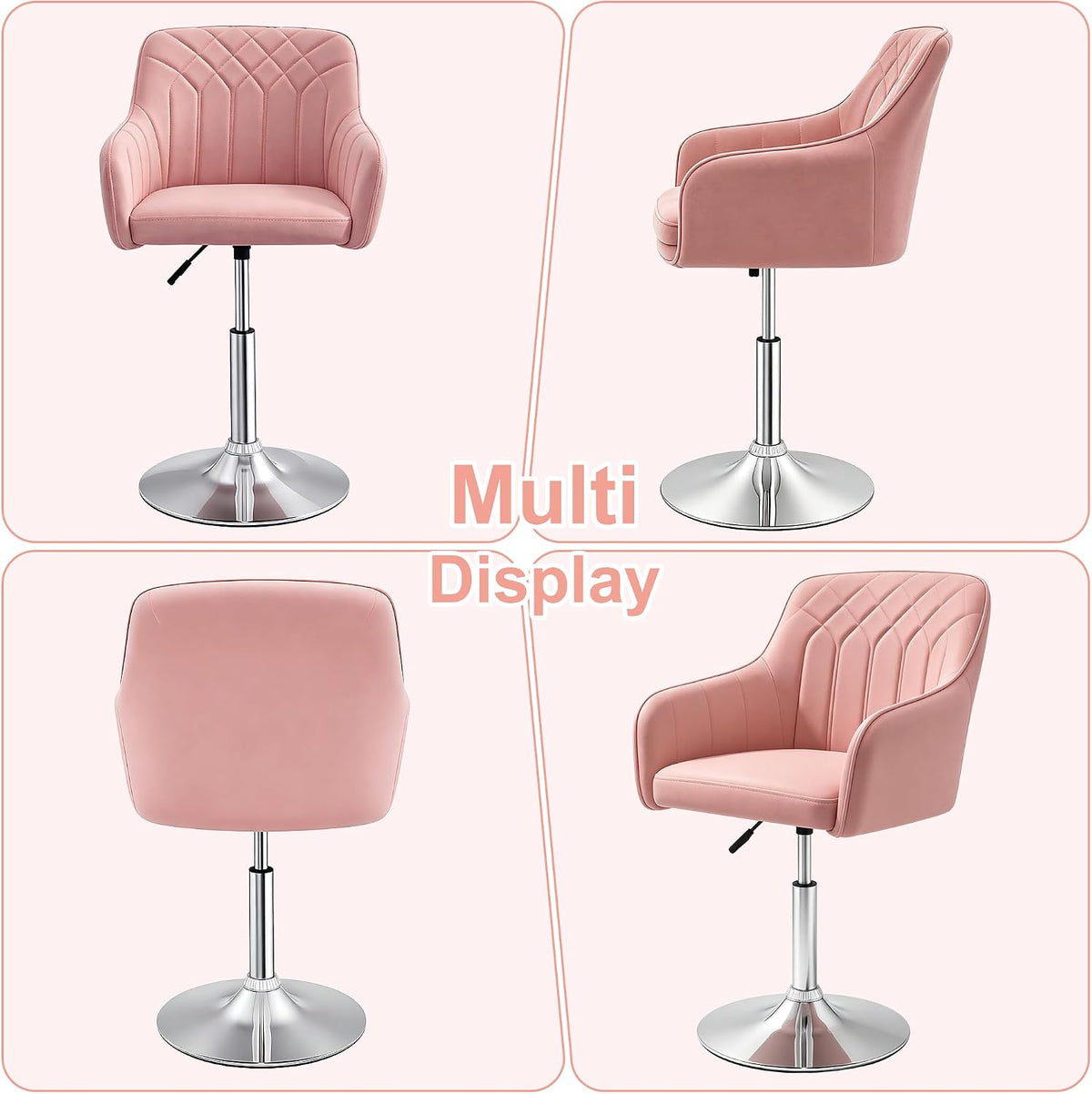 VECELO Modern Accent Chair with Adjustable Height Swivel Vanity Chair with Velvet Seat