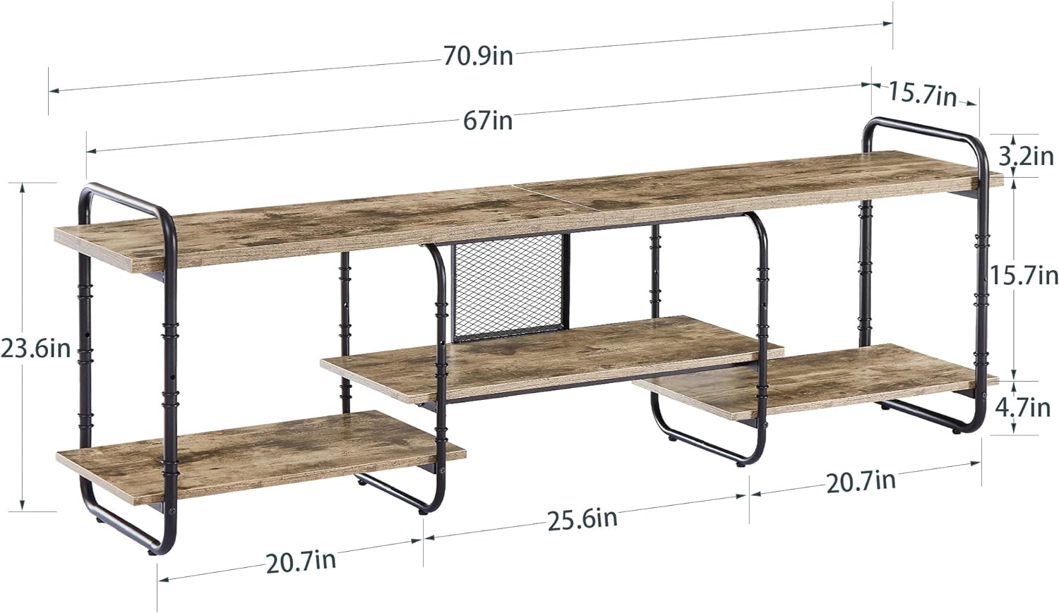 VECELO Industrial Television Stand TV Entertainment Center