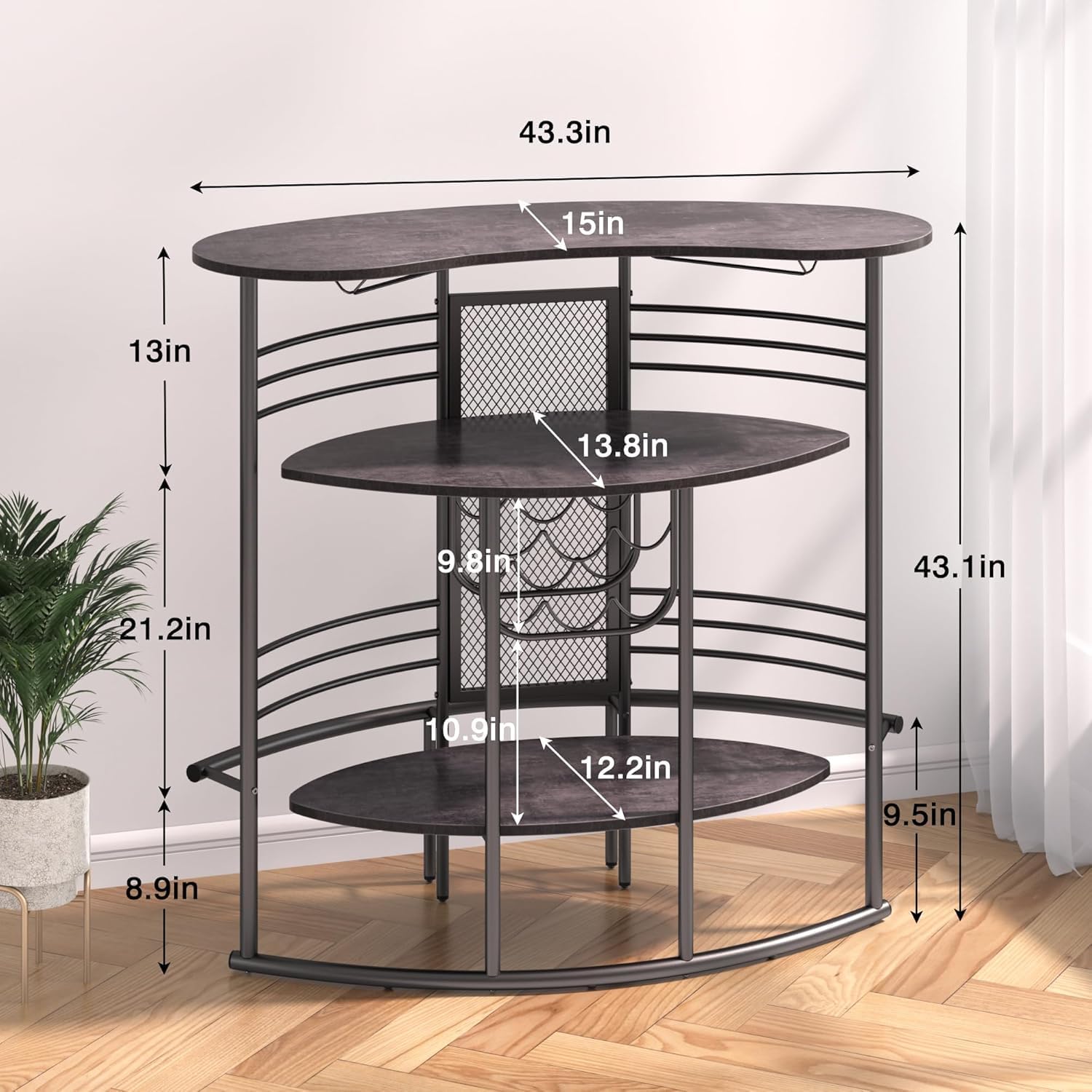 VECELO Vintage Liquor Cabinet Wine Rack Bar Unit