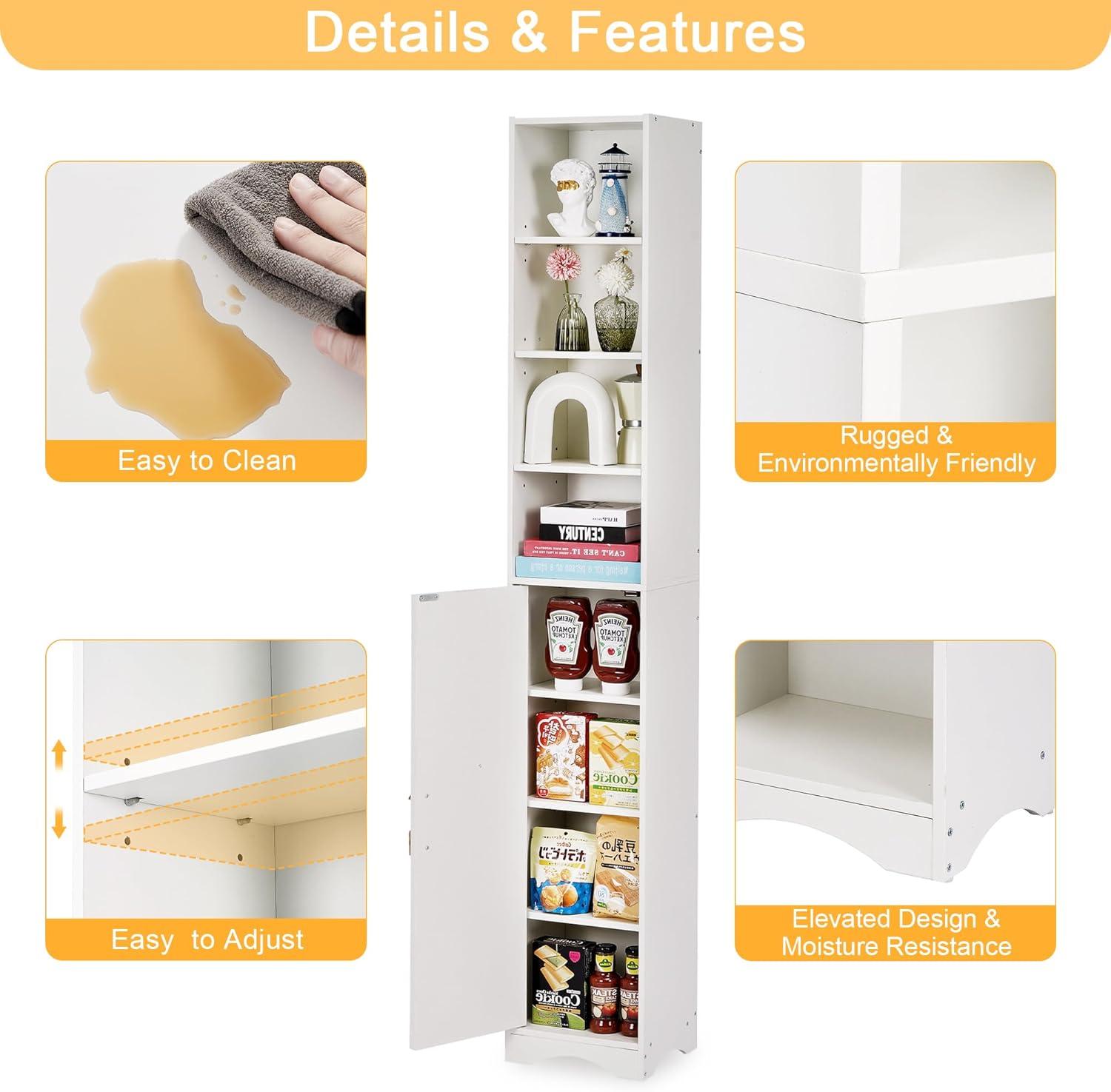 VECELO 71-Inch Tall Narrow Corner Bookcase