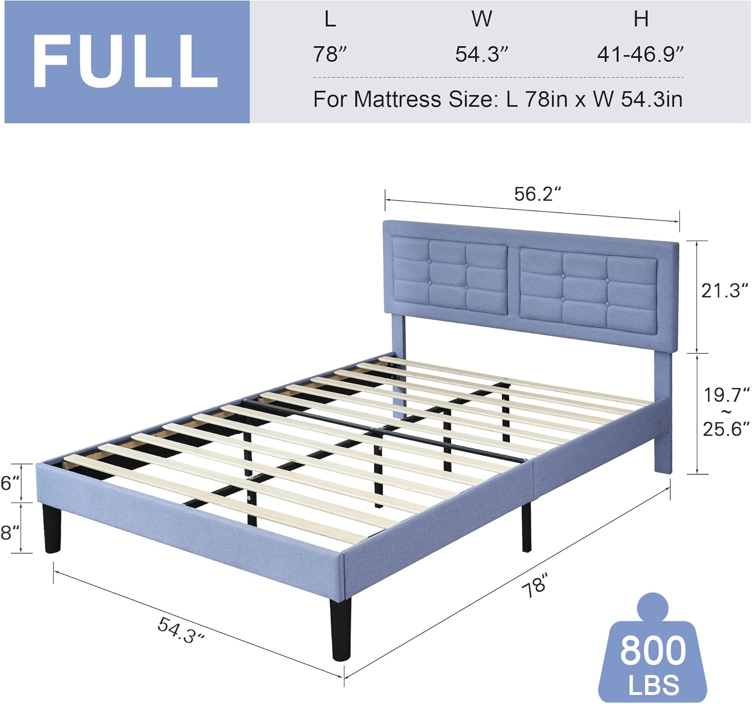 VECELO Upholstered Platform Bed Frame with Height Adjustable Headboard