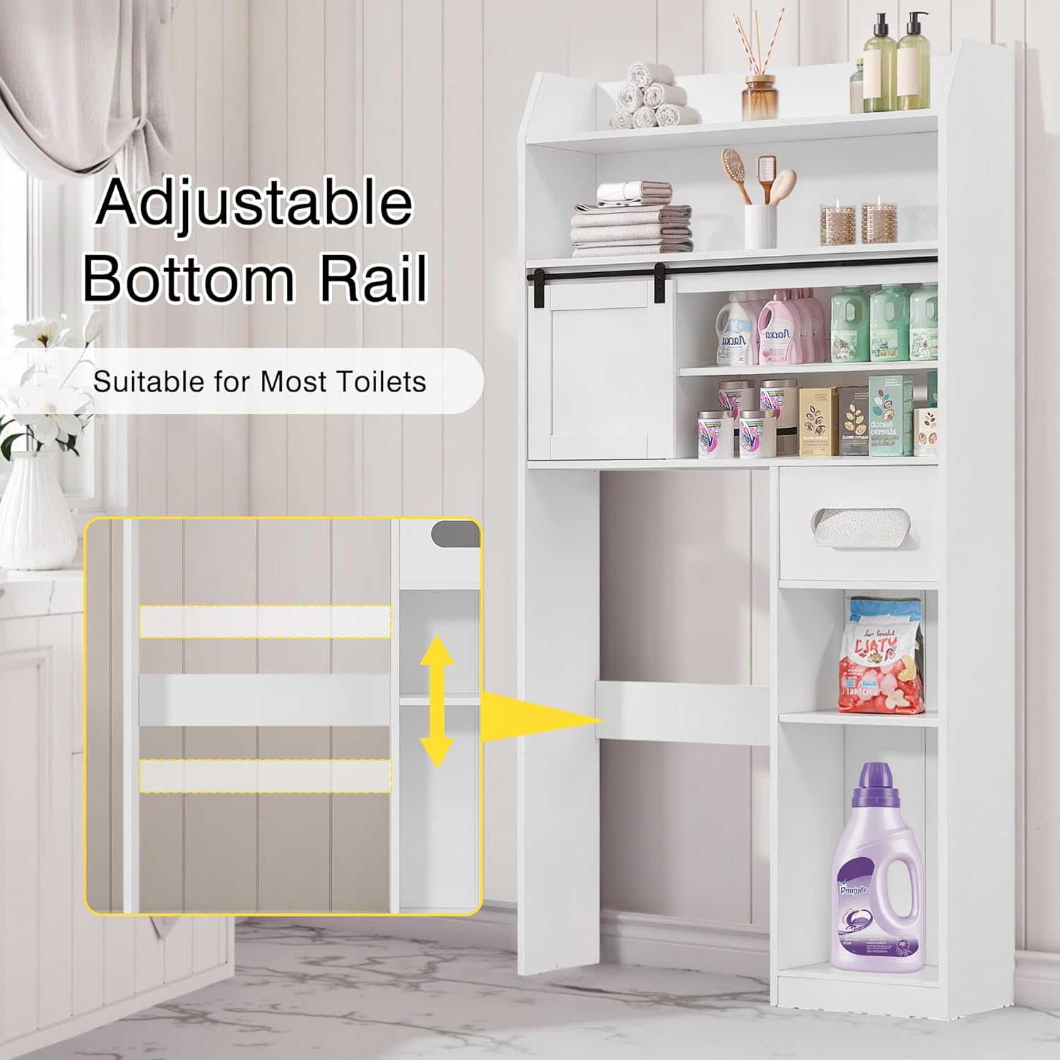 VECELO Over The Toilet Storage Cabinet with Sliding Doors