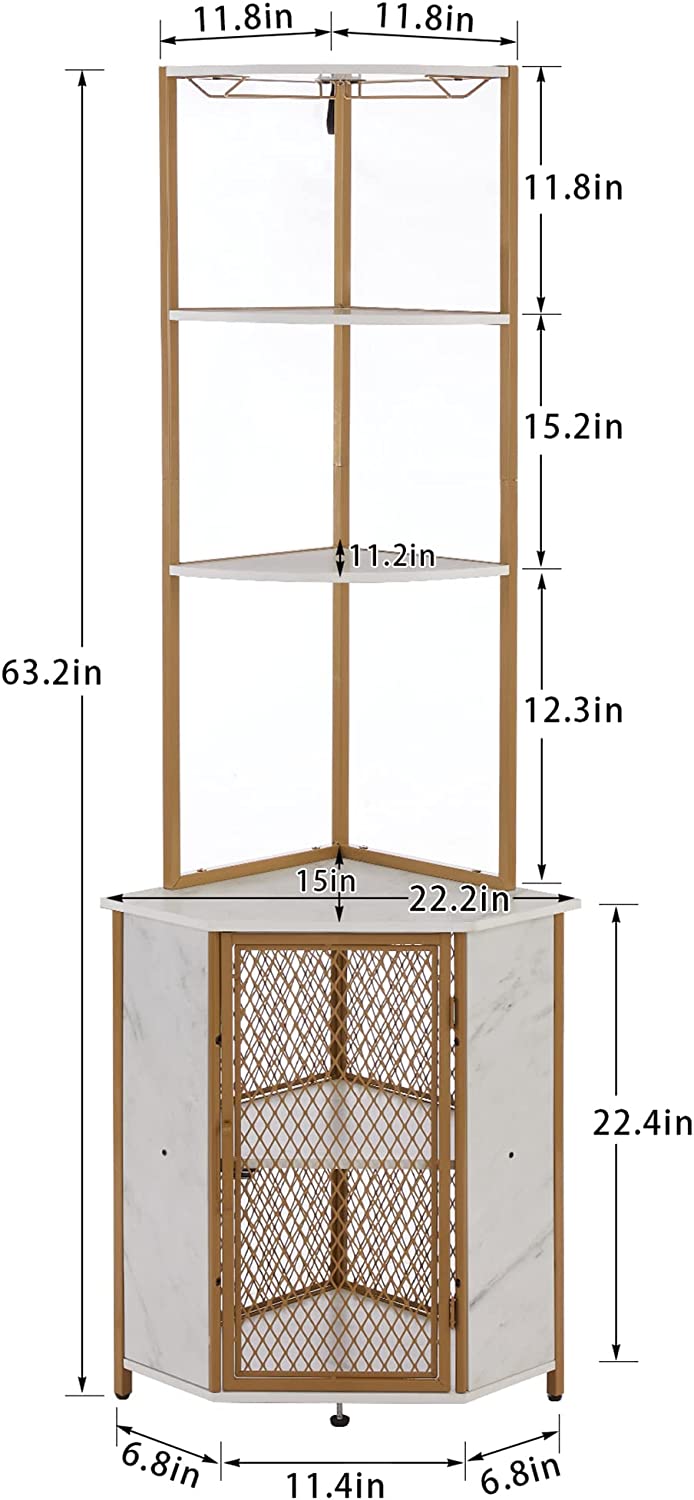 Corner Cabinet, Tall Storage Shelf Bookshelf Display Shelves Rack