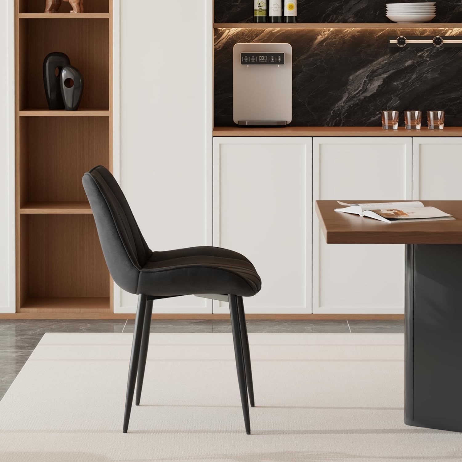 VECELO Dining Chairs Set of 2, Velvet Fabric & Metal Frame
